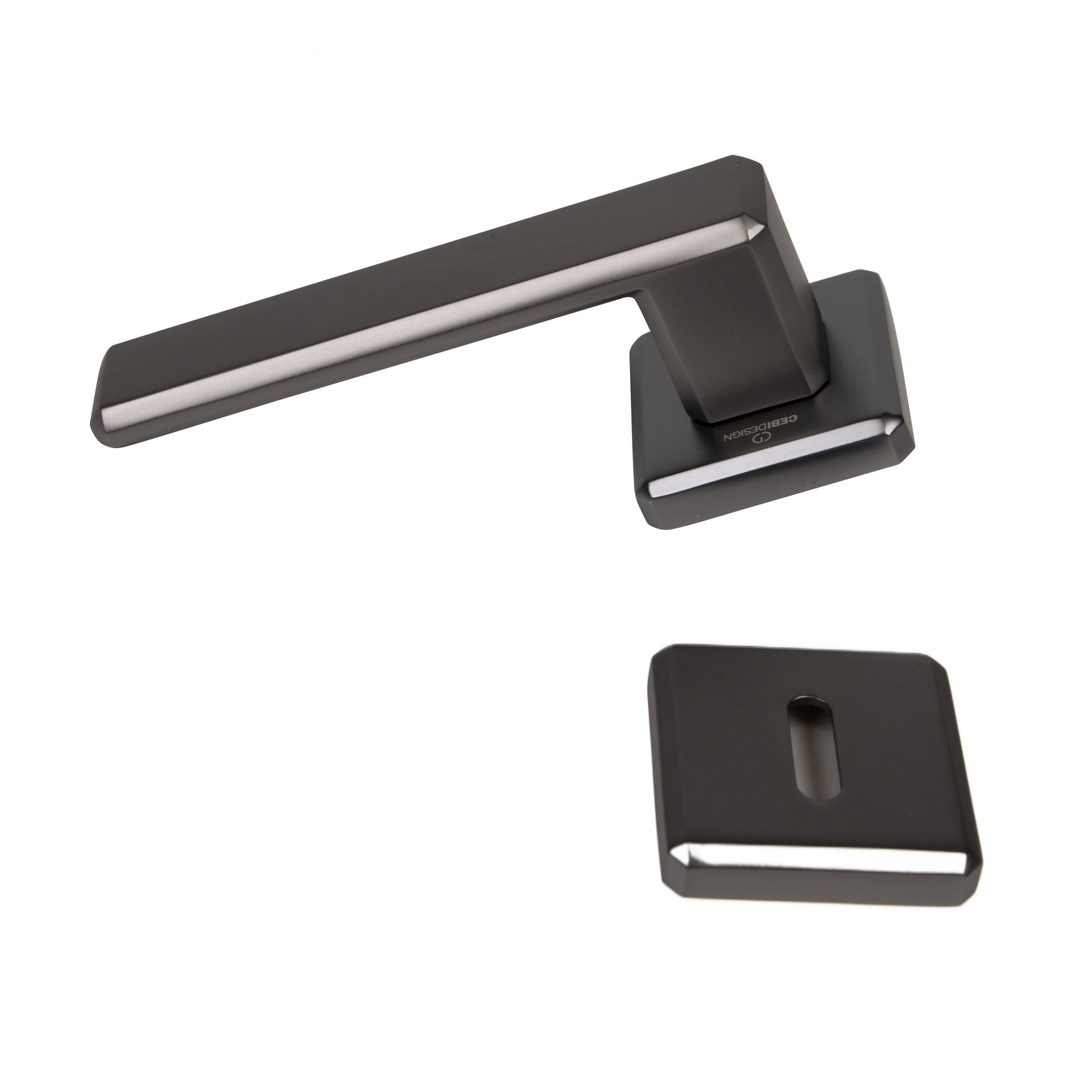 ÇEBİ Mat Antrasit Rozetli Carlı Oda Kapı Kolu MP27 (A51069157127)