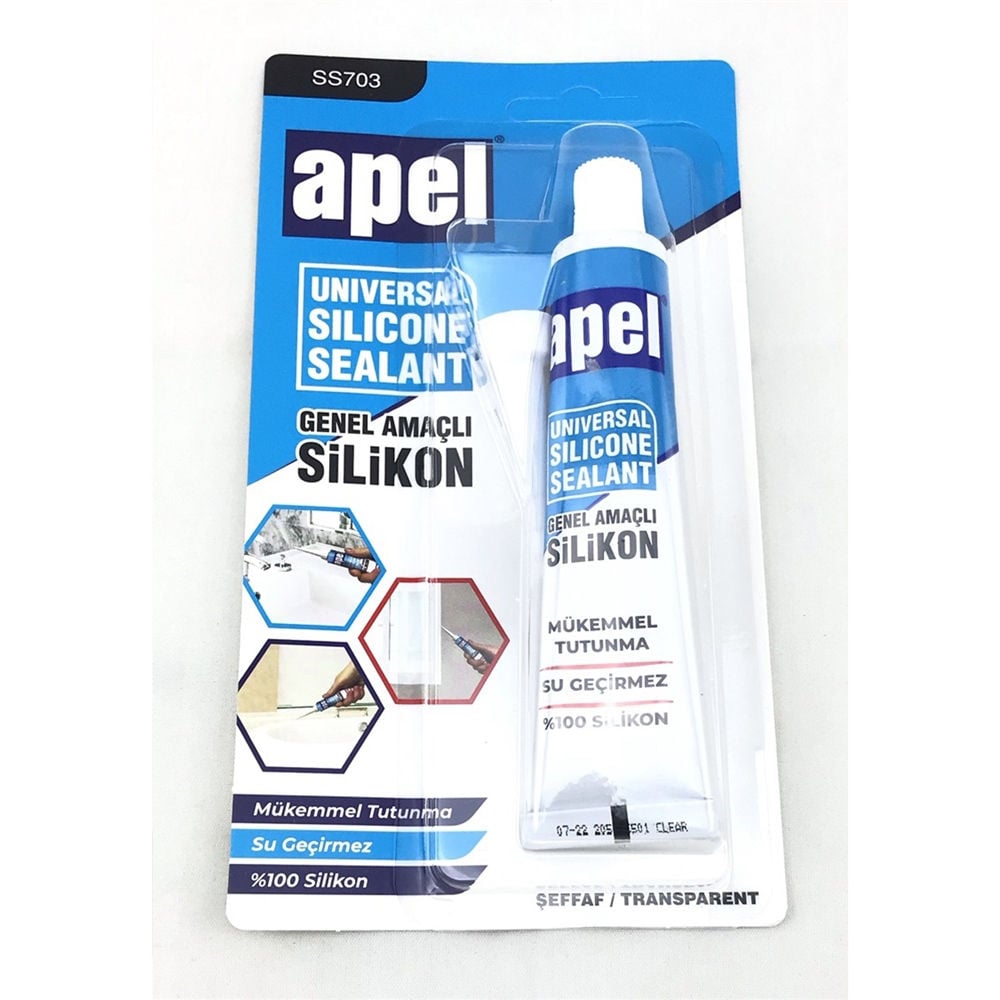APEL Şeffaf 50 gr Tüp Genel Amaçlı Silikon (APEL.110)