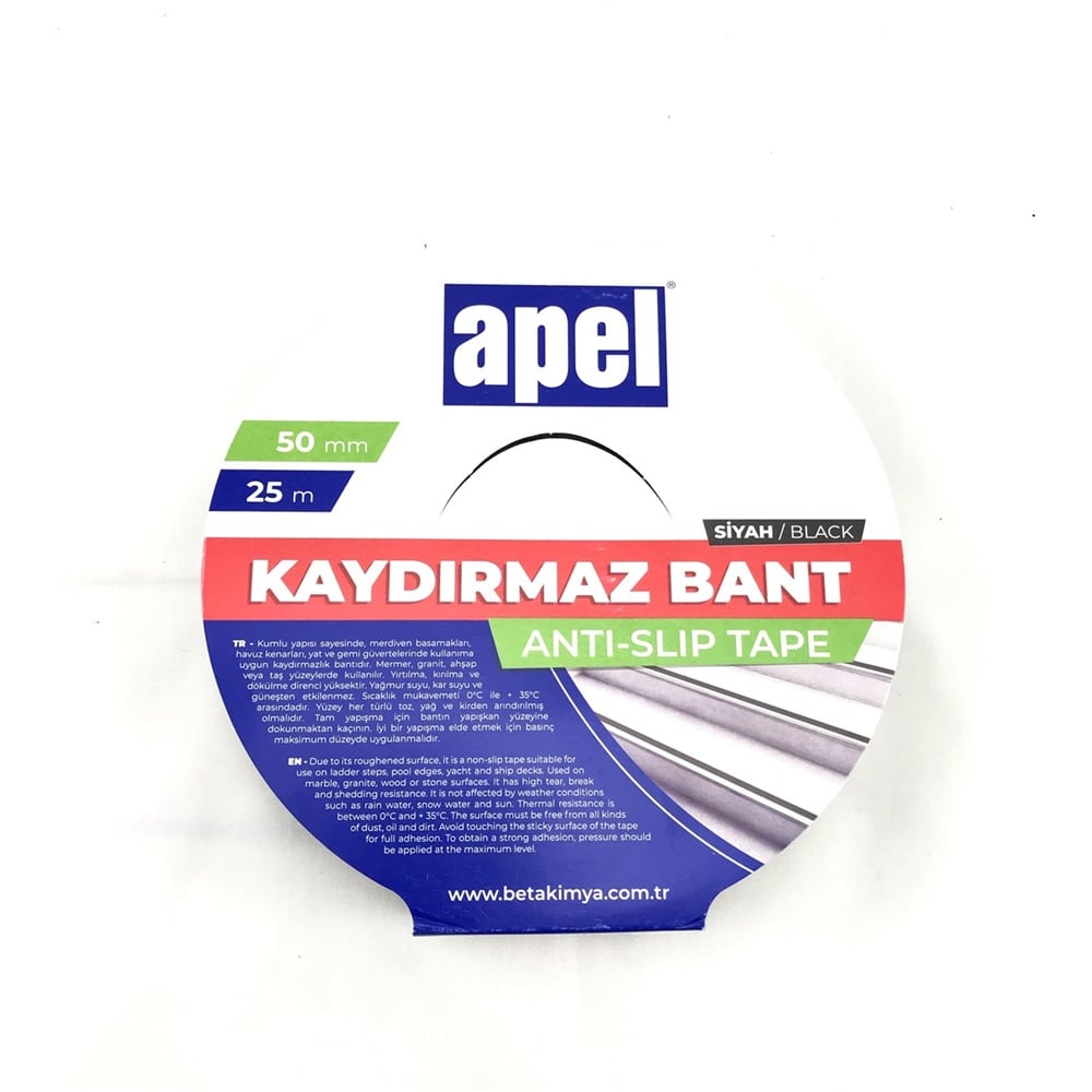 APEL Siyah 25 mm Kaydırmaz Bant 25 Metre (APEL.125)