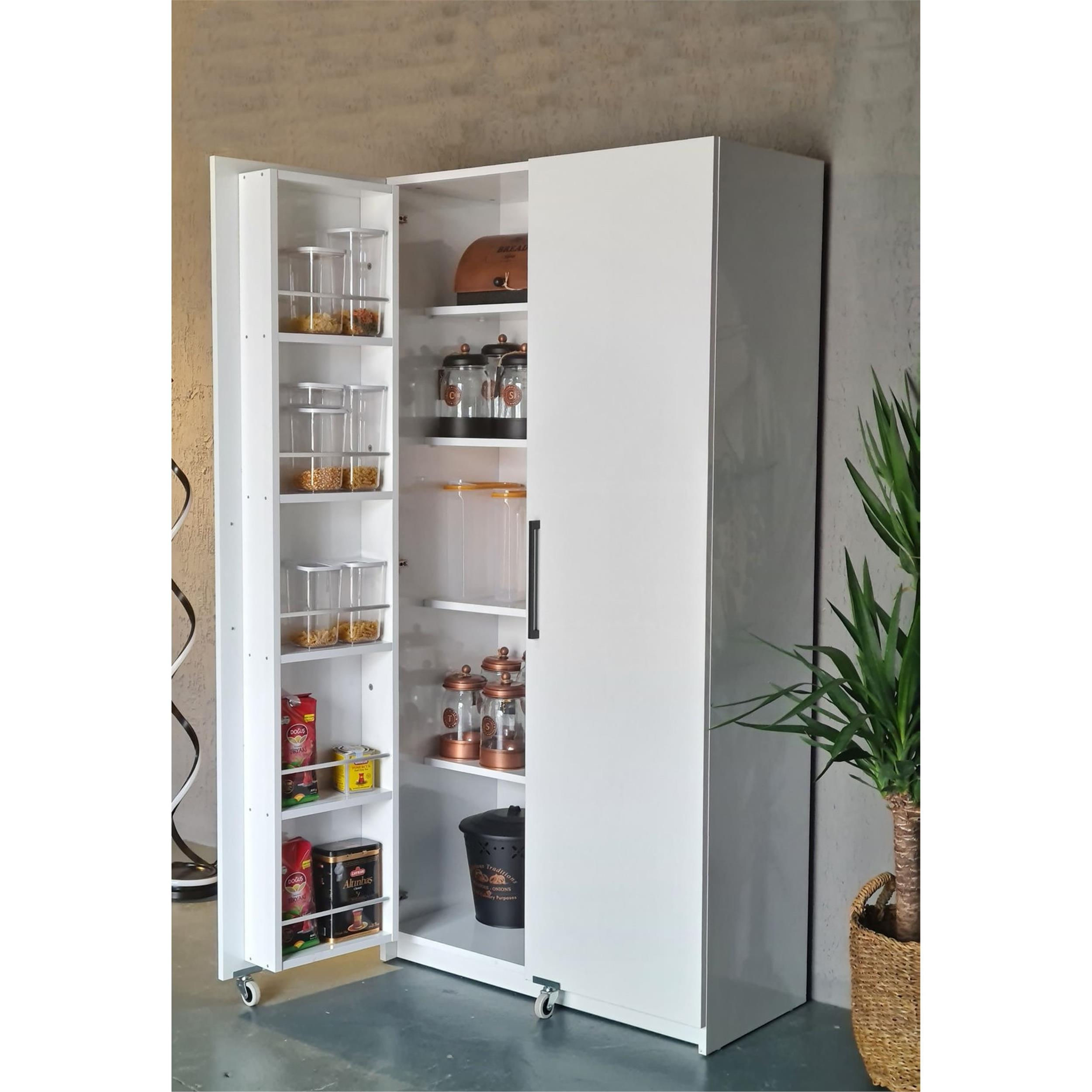 Avm Park Beyaz 180 cm 2 Kapaklı Erzak Dolabı (AVM.292155)