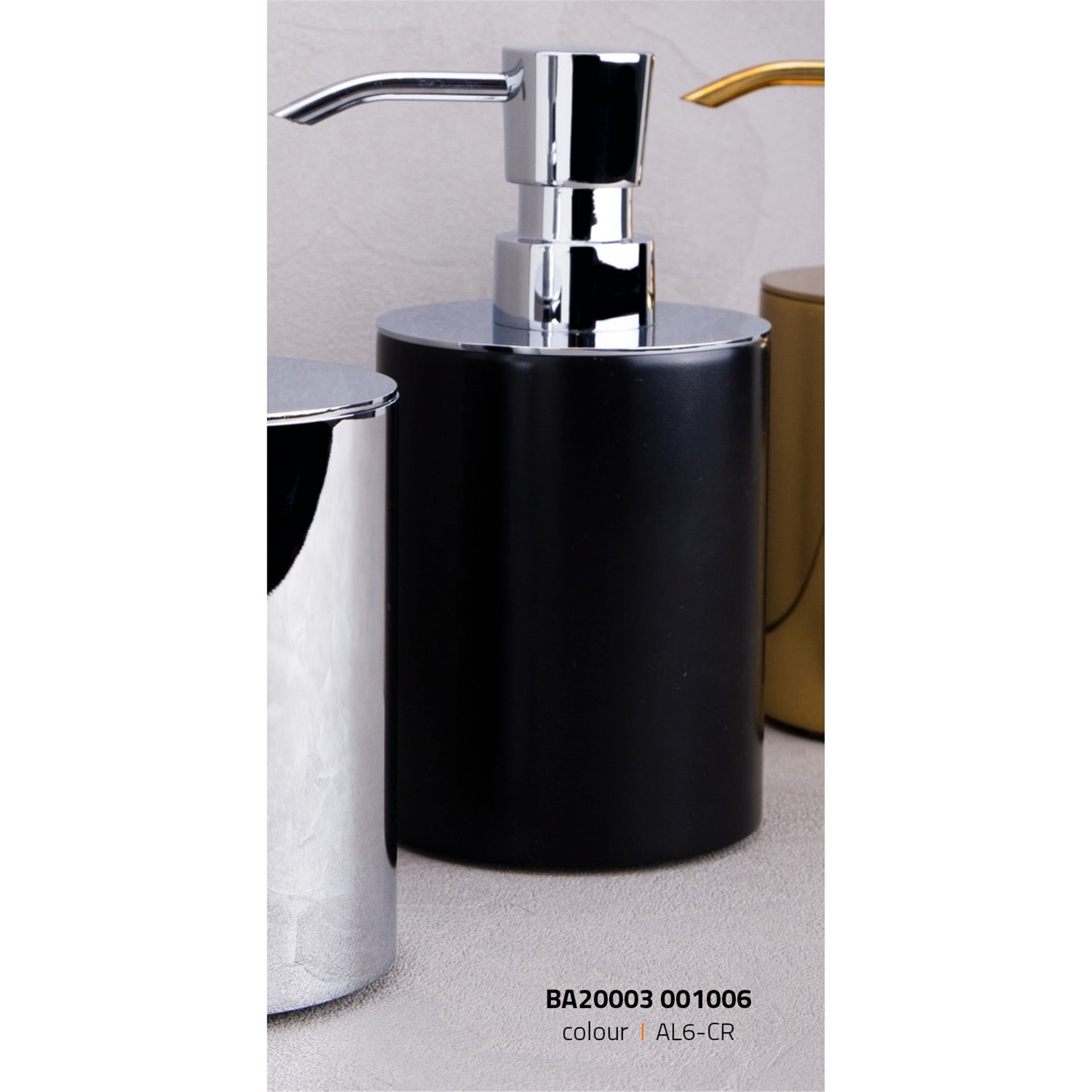 System Siyah Krom Sıvı Sabunluk (BA2003 006 AL6-CR)
