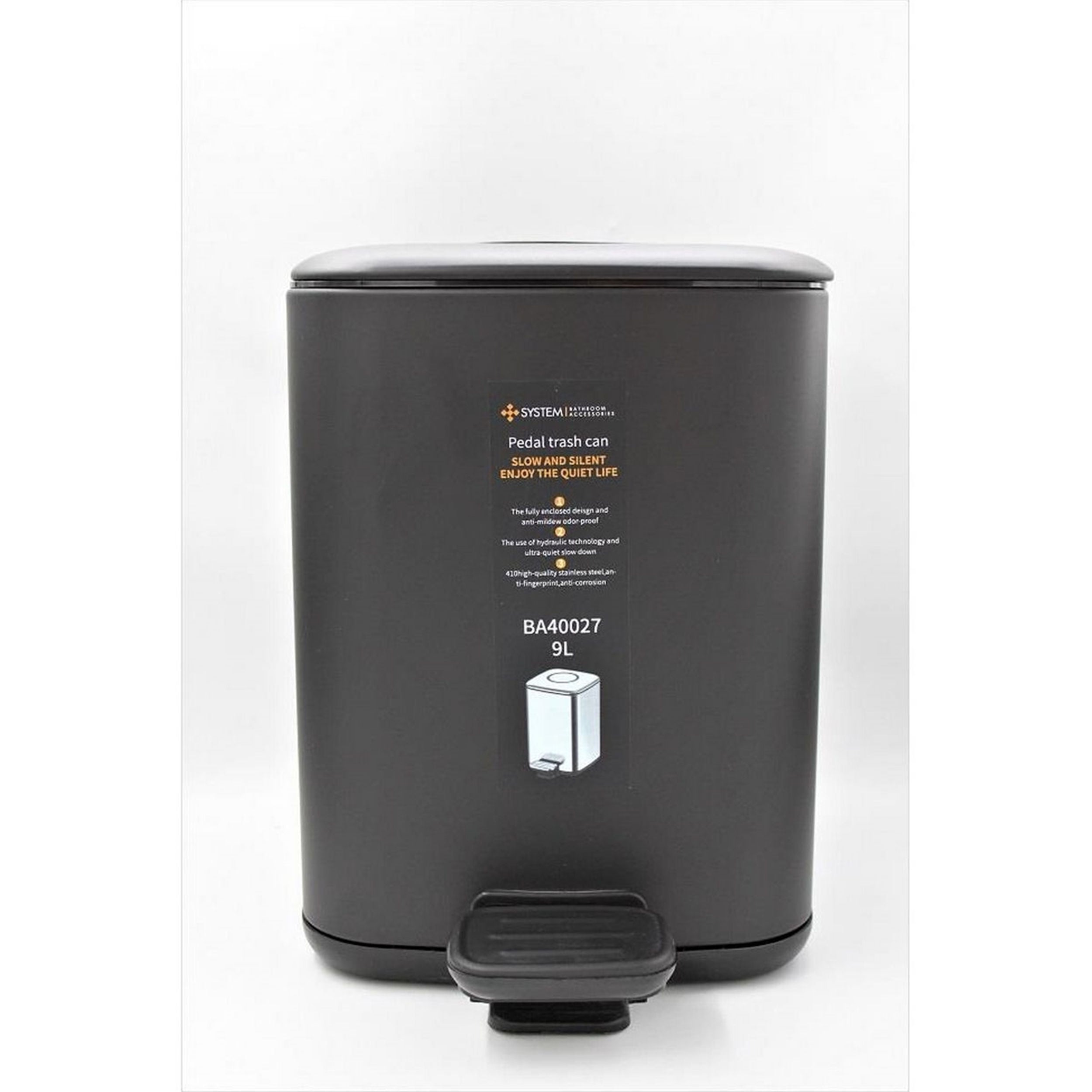 System Siyah 9 Litre Pedallı Çöp Kovası (BA4027 034 AL6)