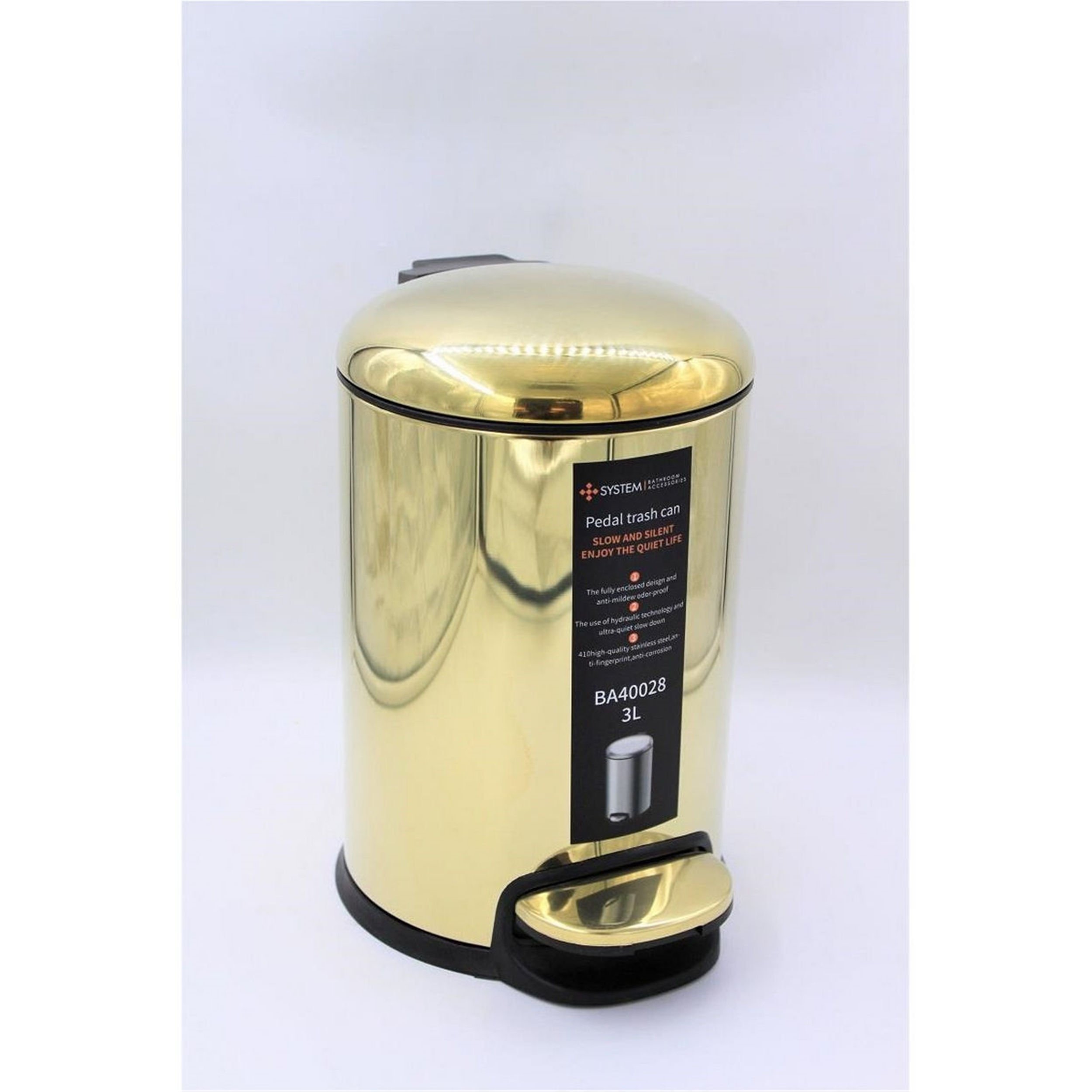 System Altın 3 Litre Pedallı Çöp Kovası (BA4028 034 GL)