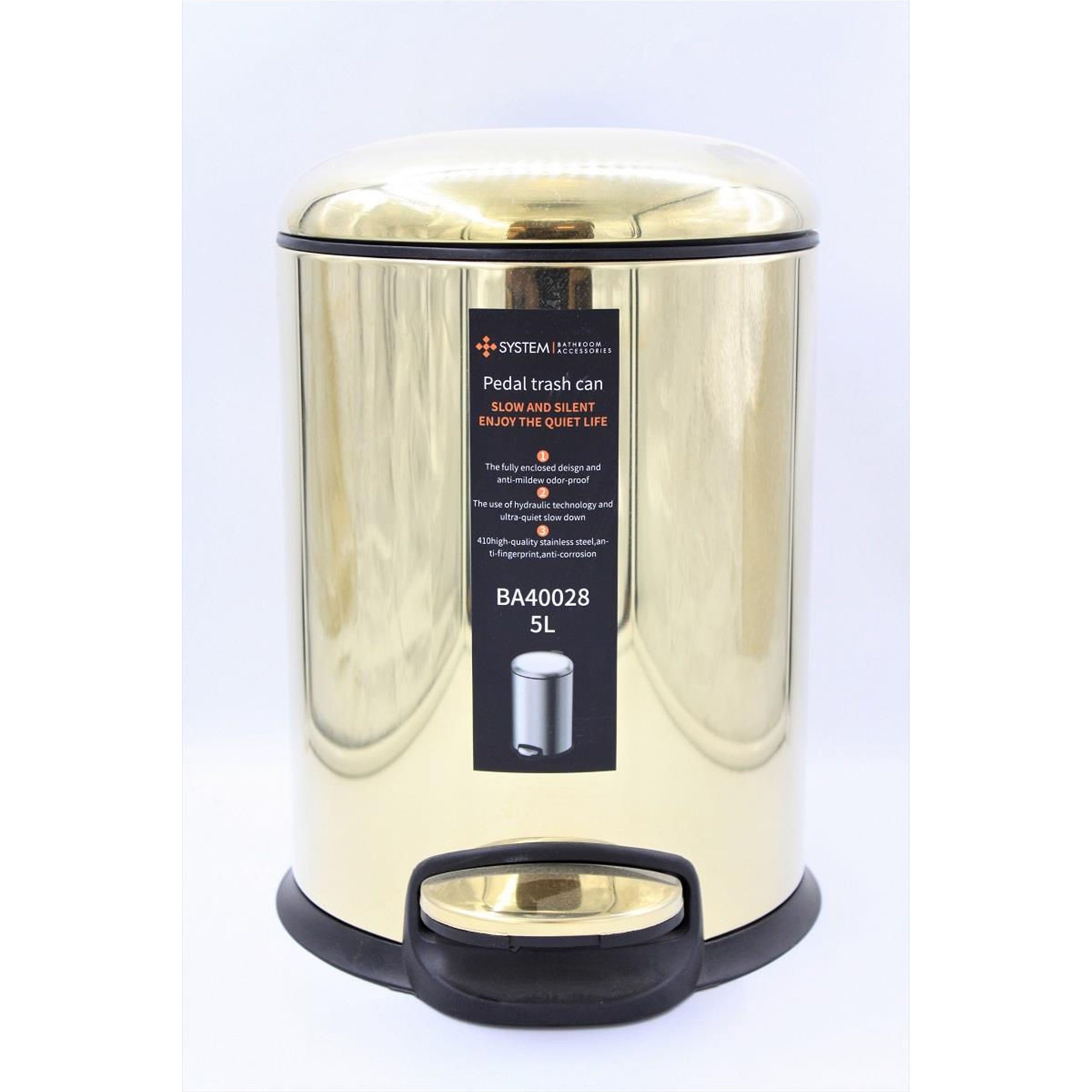 System Altın 5 Litre Pedallı Çöp Kovası (BA4029 034 GL)
