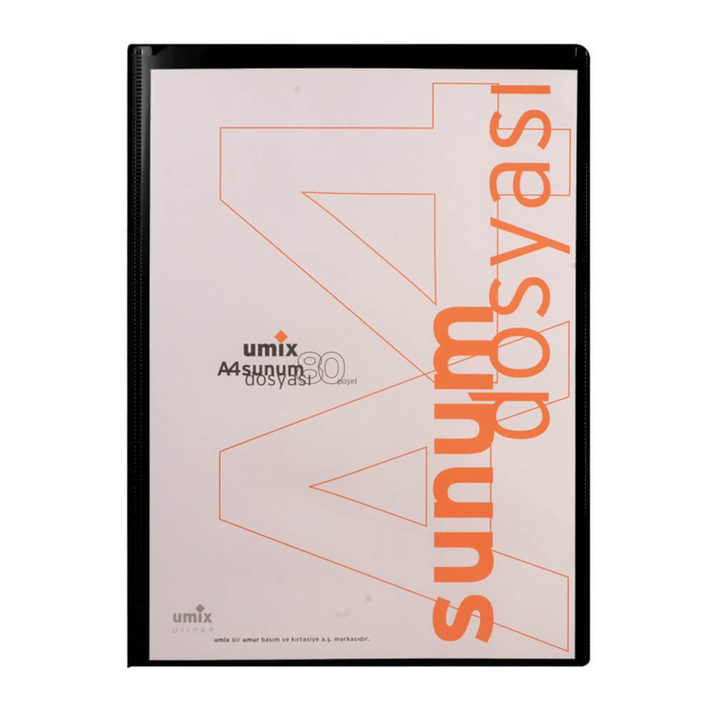 UMIX Siyah A4 Önden Cepli Sunum Dosyası (80 Adet) (BLG008195)
