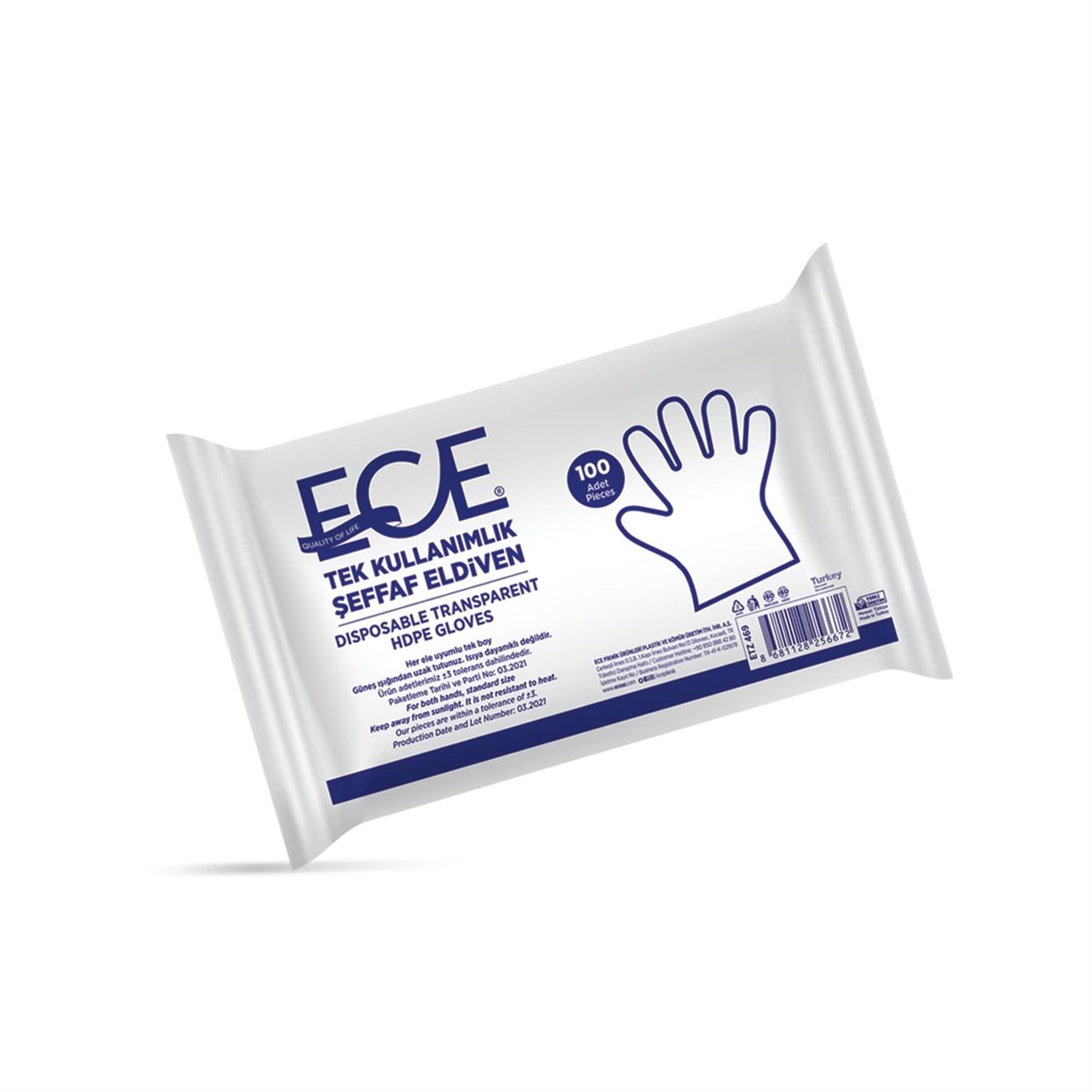 ECE Şeffaf Tek Kullanımlık Eldiven (100 Adet) (ECE.ETZ-469-1)