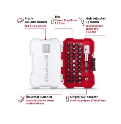 Einhell Accessory  delici ve vidalama uç seti 32 parça XS-CASE kutu