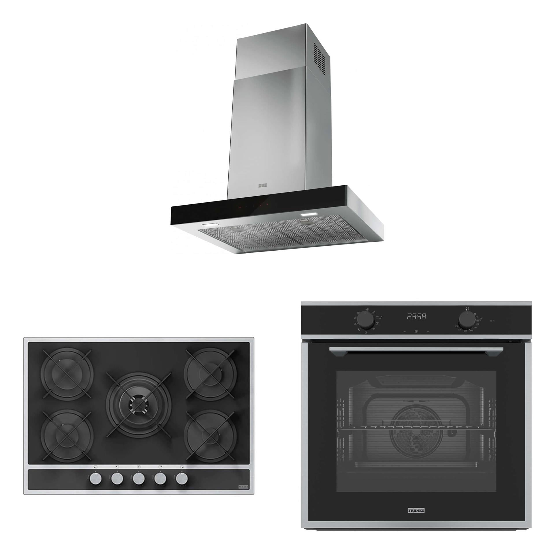 Franke İnox Siyah Modern Ankastre Set (3' Lü Set)