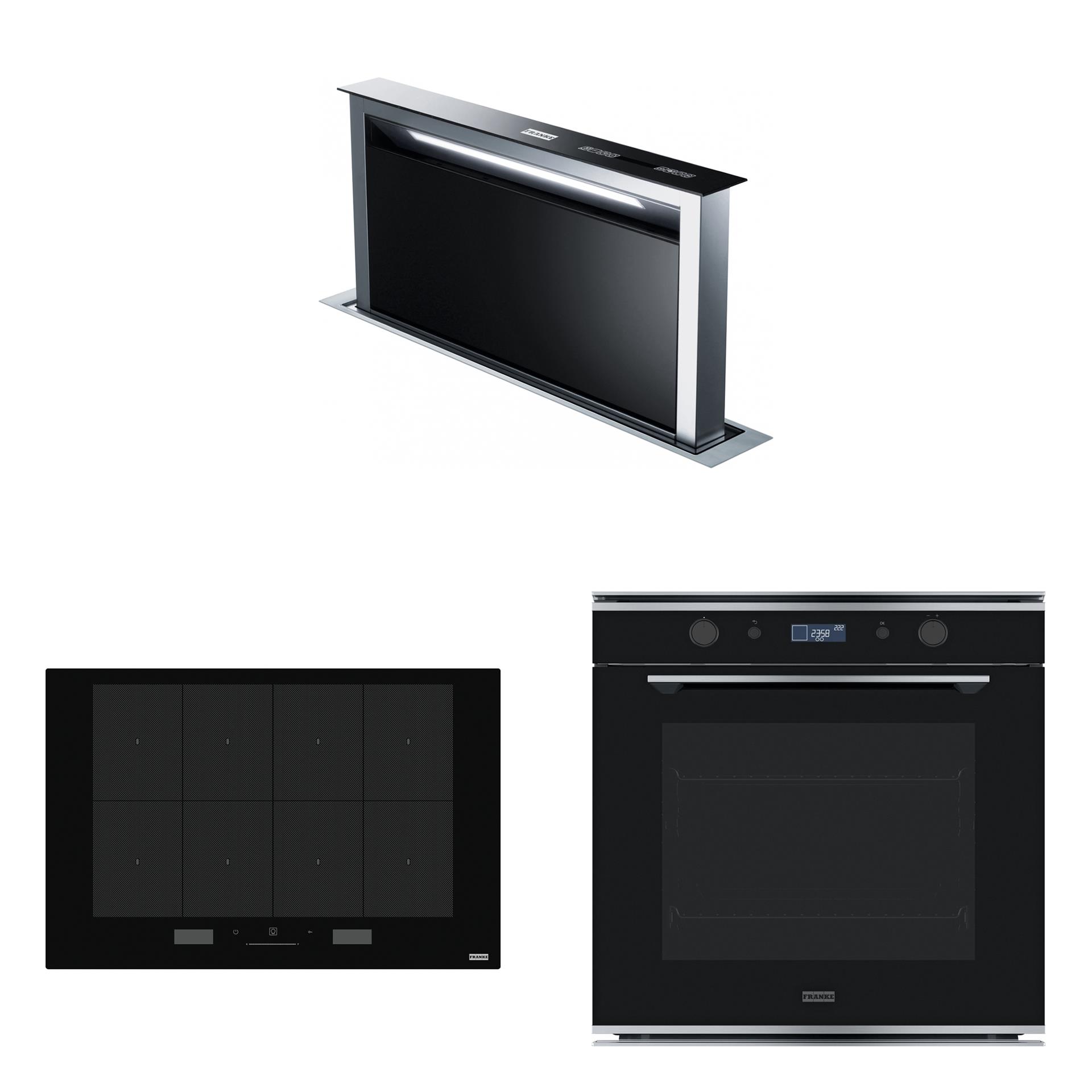 Franke İnox Siyah Mythos Ankastre Set (3' Lü Set)
