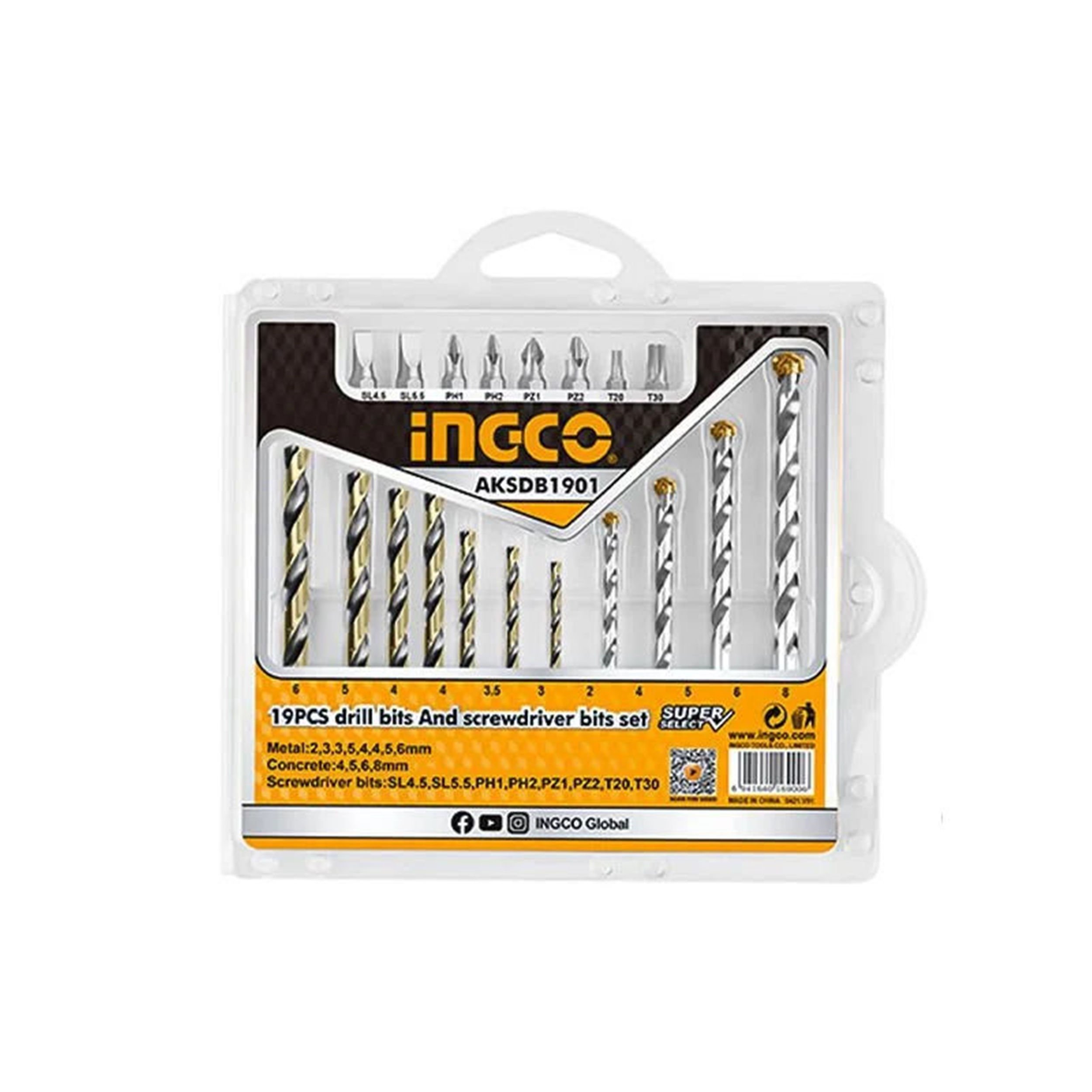 İngco 19 Parça Matkap Ucu ve Vida Seti (ING-AKSDB1901)