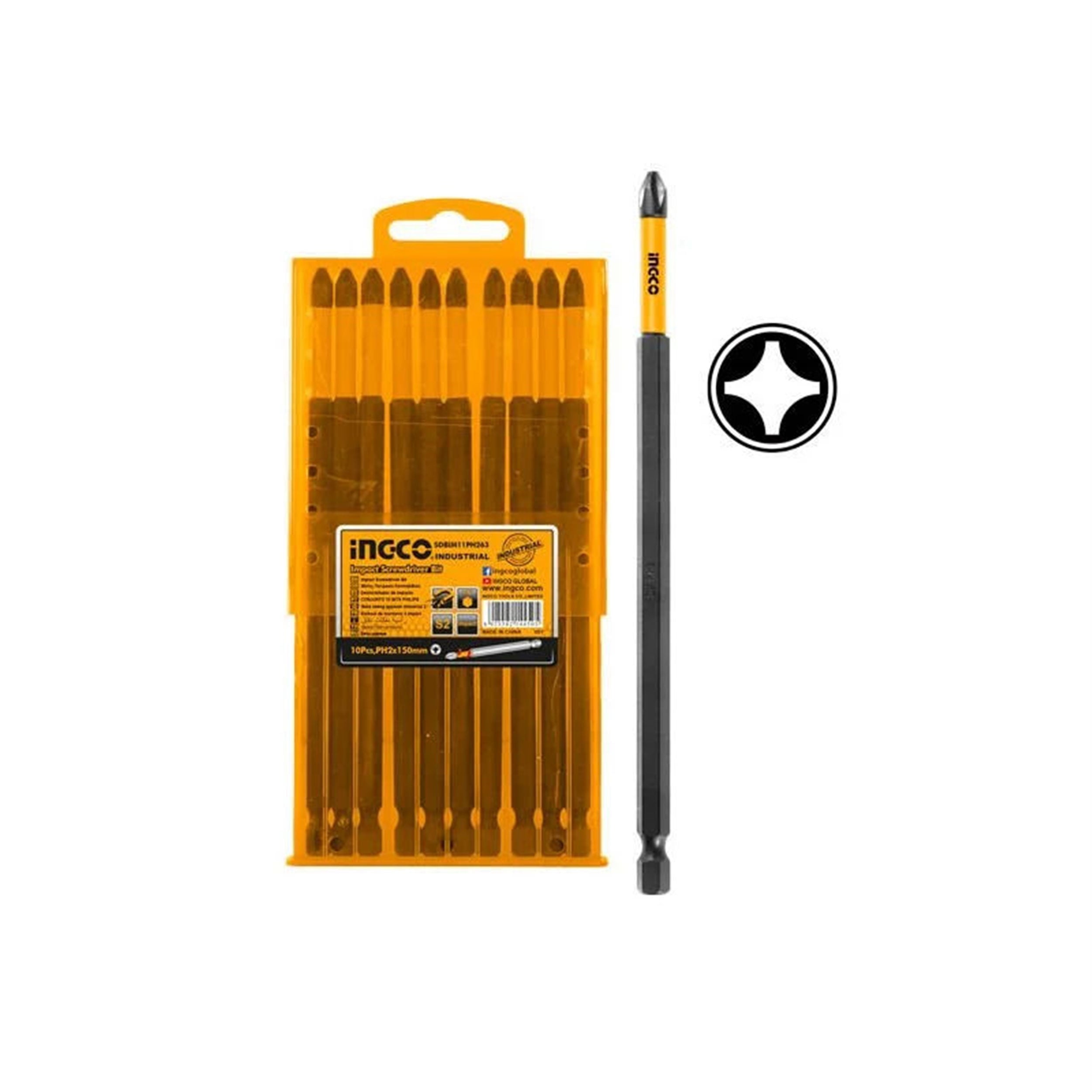 İngco 150 mm 10' Lu Darbeli Uzun Yıldız Tornavida Ucu Seti (ING-SDBIM11PH263)