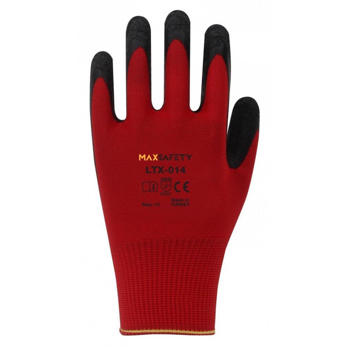 Max Safety 10 Numara Crinkle Polyester Lateks Eldiven (MAXSAFETY.LTX-014-10)