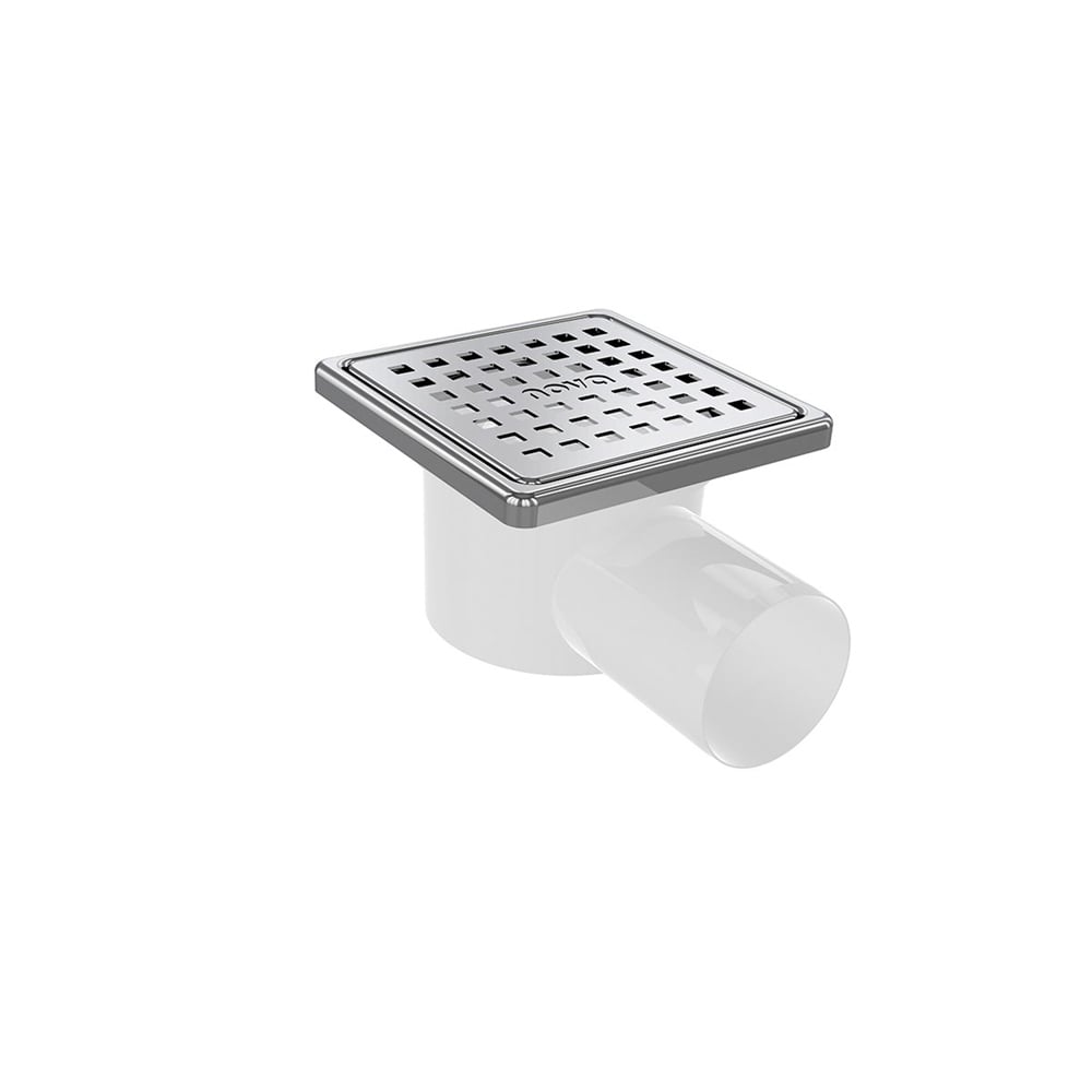 NOVA 10x10 cm Ø50 Yandan Çıkışlı Paslanmaz Izgaralı Yer Süzgeci (NOVA-0014)