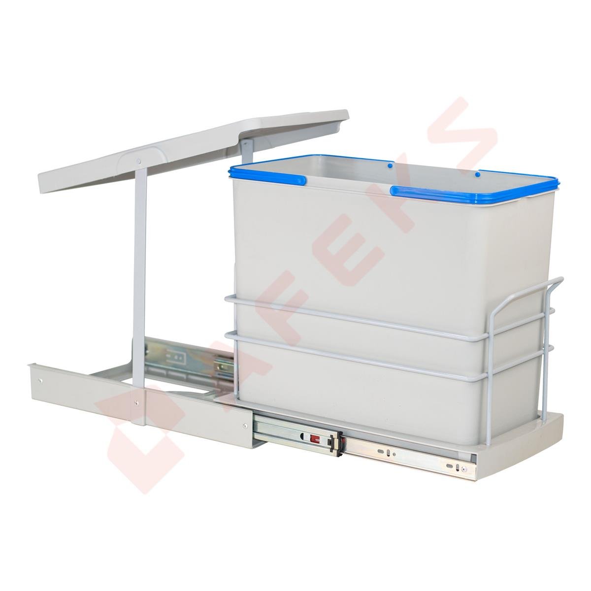 Pyramith Gri 24 Litre Teleskopik Raylı Çöp Kovası (P-9156)