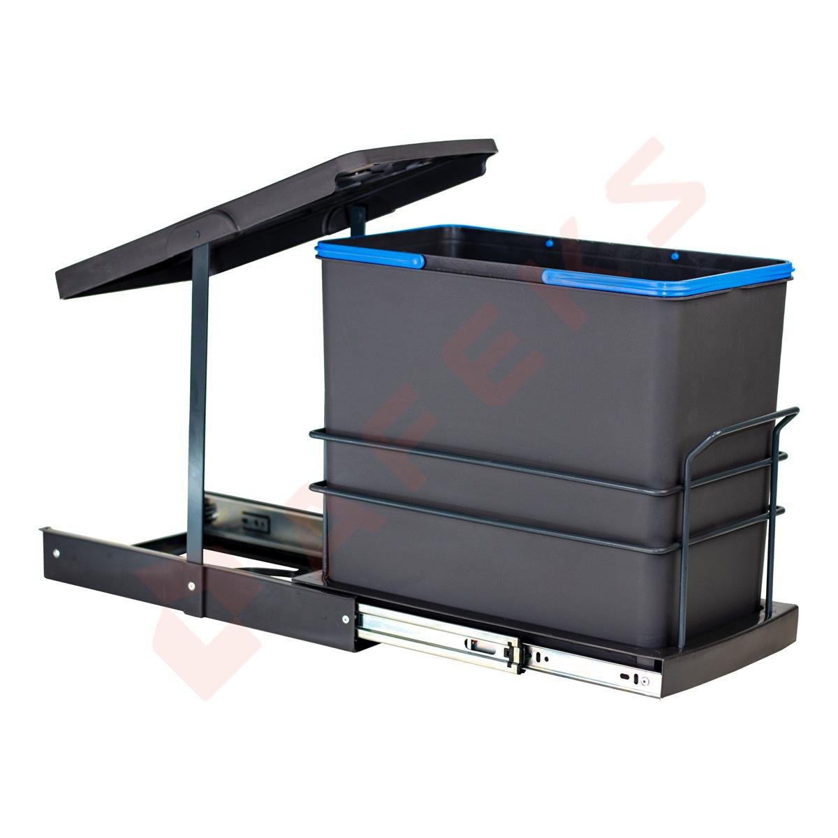 Pyramith Antrasit 24 Litre Teleskopik Raylı Çöp Kovası (P-9157)