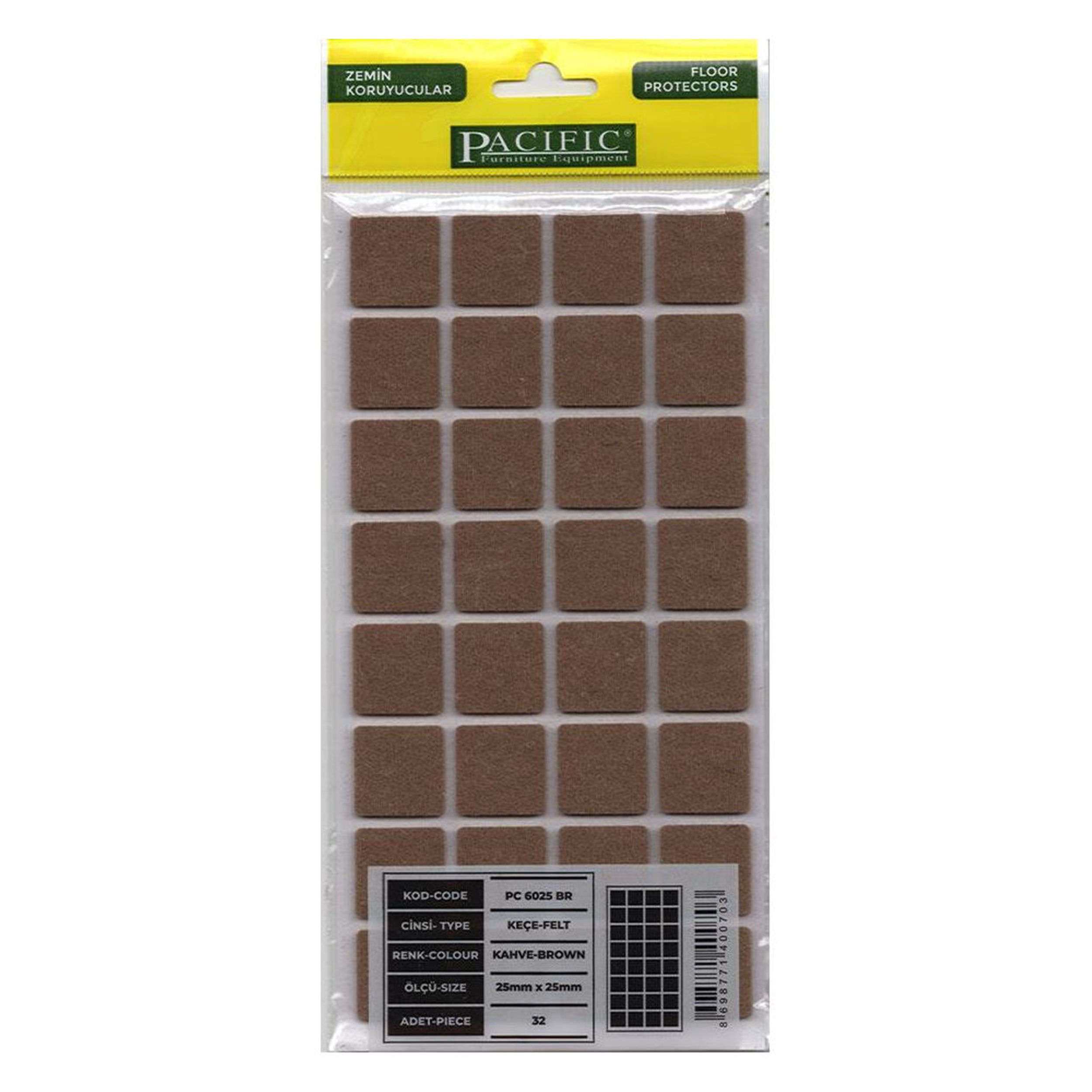 Pacific Kahve Rengi 25x25 mm Keçe (PACIFIC.PC6025BR)