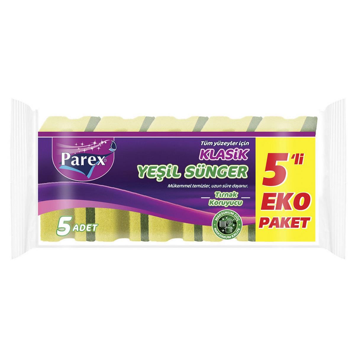 Parex Yeşil Klasik Oluklu Bulaşık Süngeri (5 Adet) (PAREX.2107292)