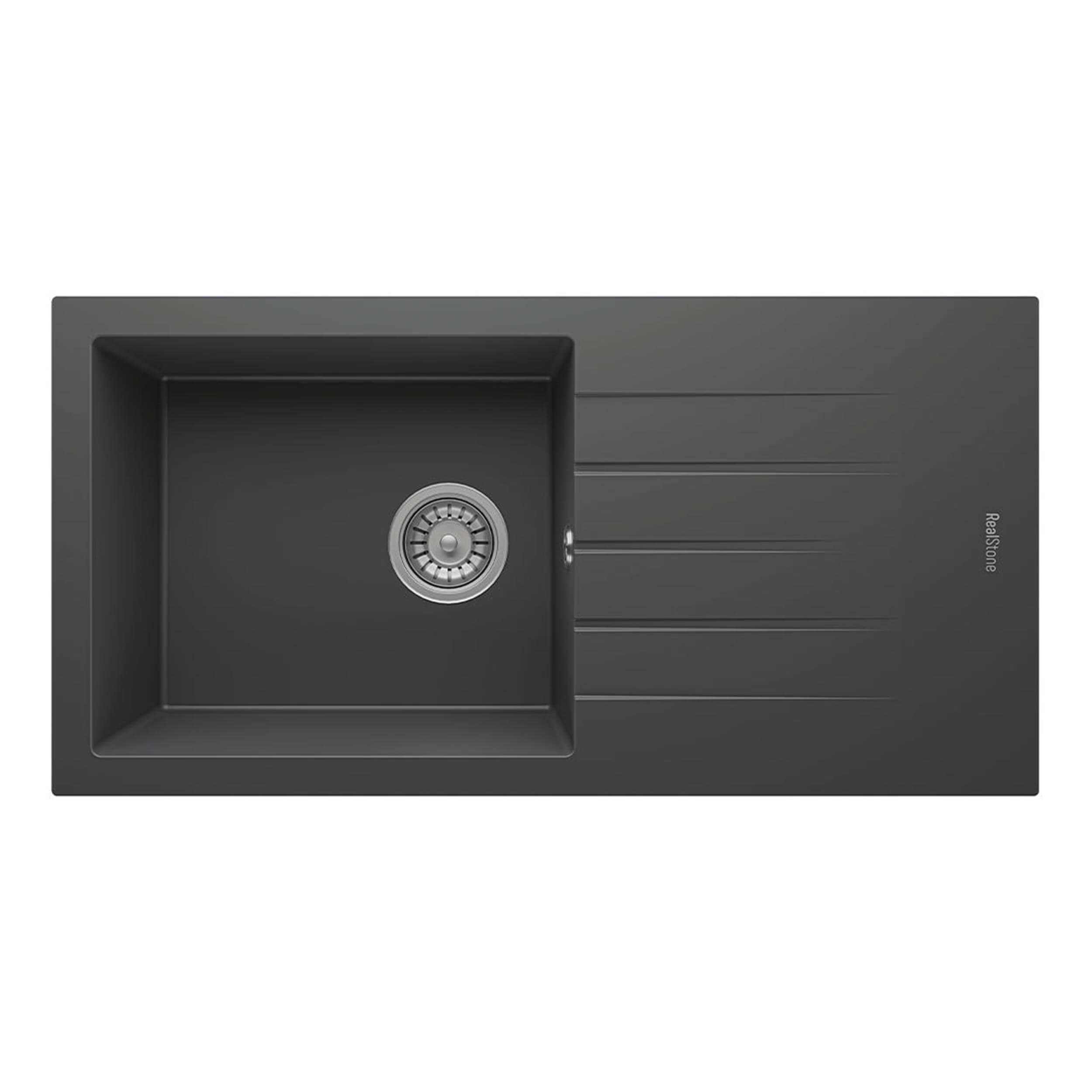 Real Stone Assos 86 XL Antrasit Tek Gözlü Granit Eviye (REALSTONE.P-011-A)