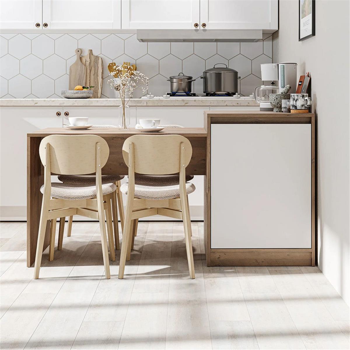 Room Art Atlas Çam Beyaz Milano Dolaplı Mutfak Adası Yemek Masası (RoomArt.2786)