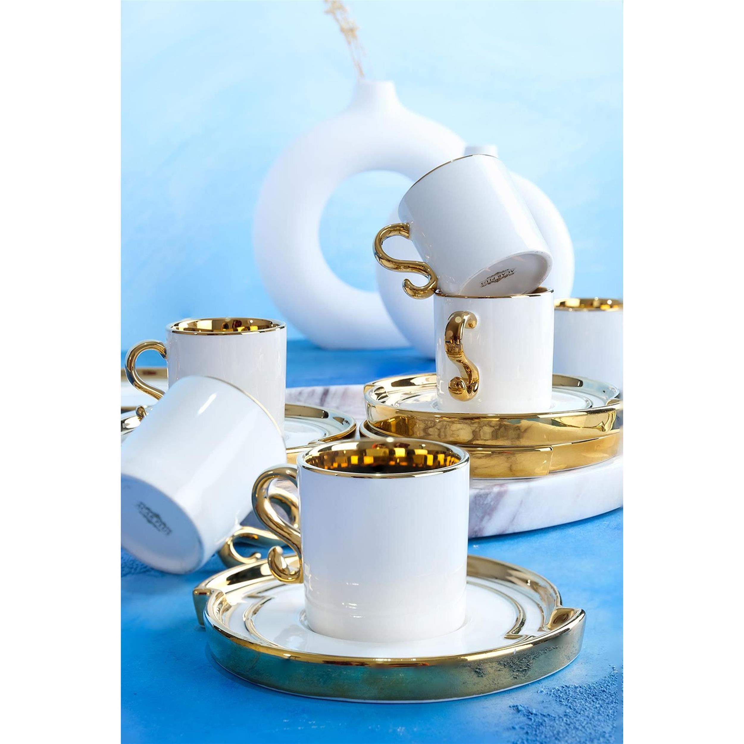ACAR Beyaz Altın Sorin 6 Kişilik 12 Parça Kahve Fincanı Takımı  (SCT-22-0153/8) | Afeks Yapı Market