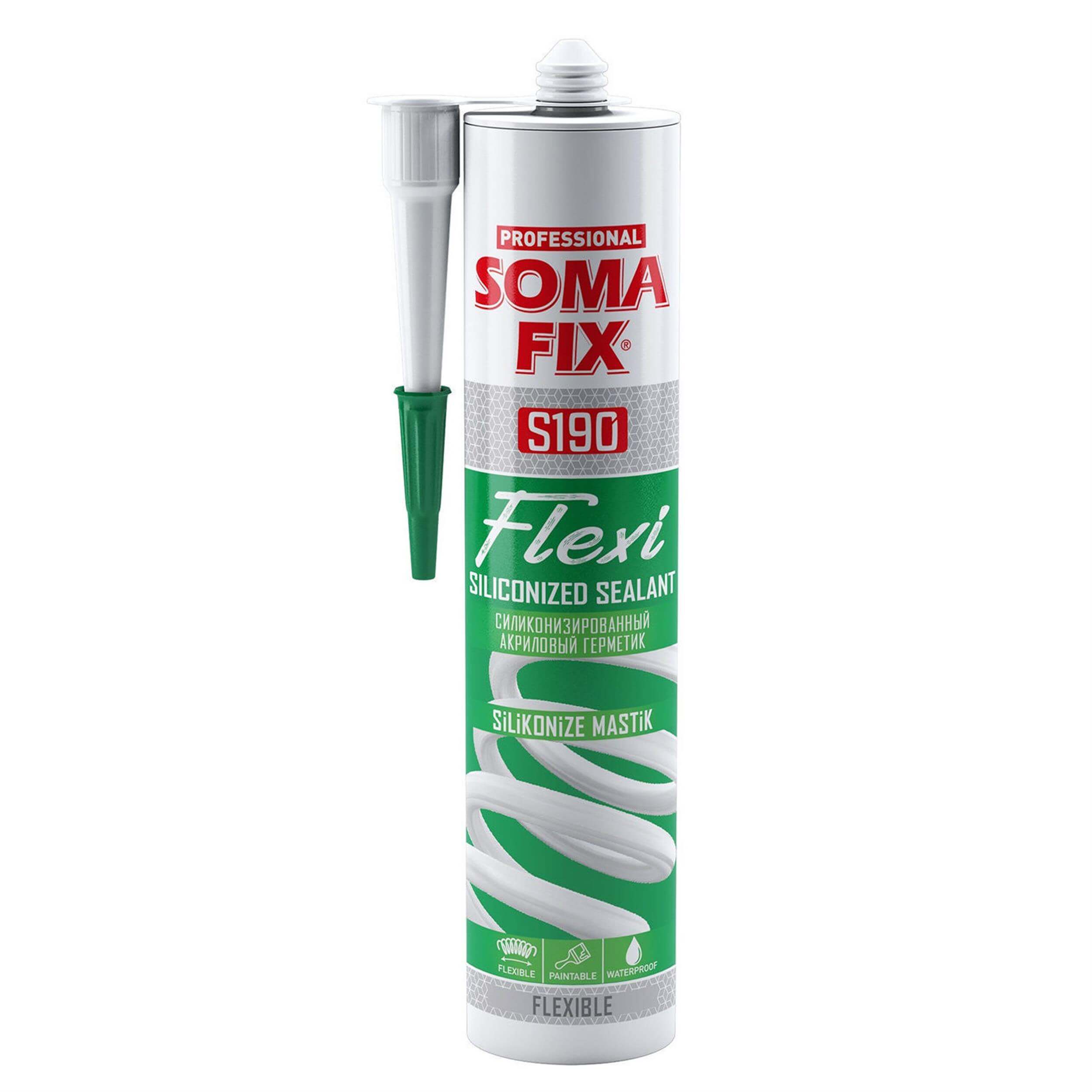 Somafix Beyaz 310 ml / 390 gr Flexli Silikonize Mastik (SOMAFIX.S190)