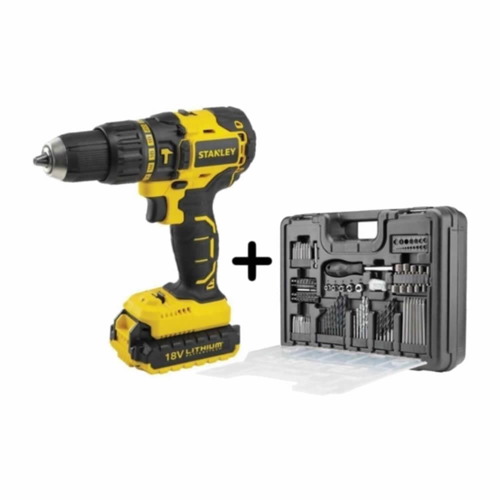 Stanley SBH20D2K 18V Li-Ion Çift Akülü Kömürsüz Darbeli Şarjlı Matkap 2.0ah + (Uç Seti Hediye) (STANLEY.SBH20D2K)