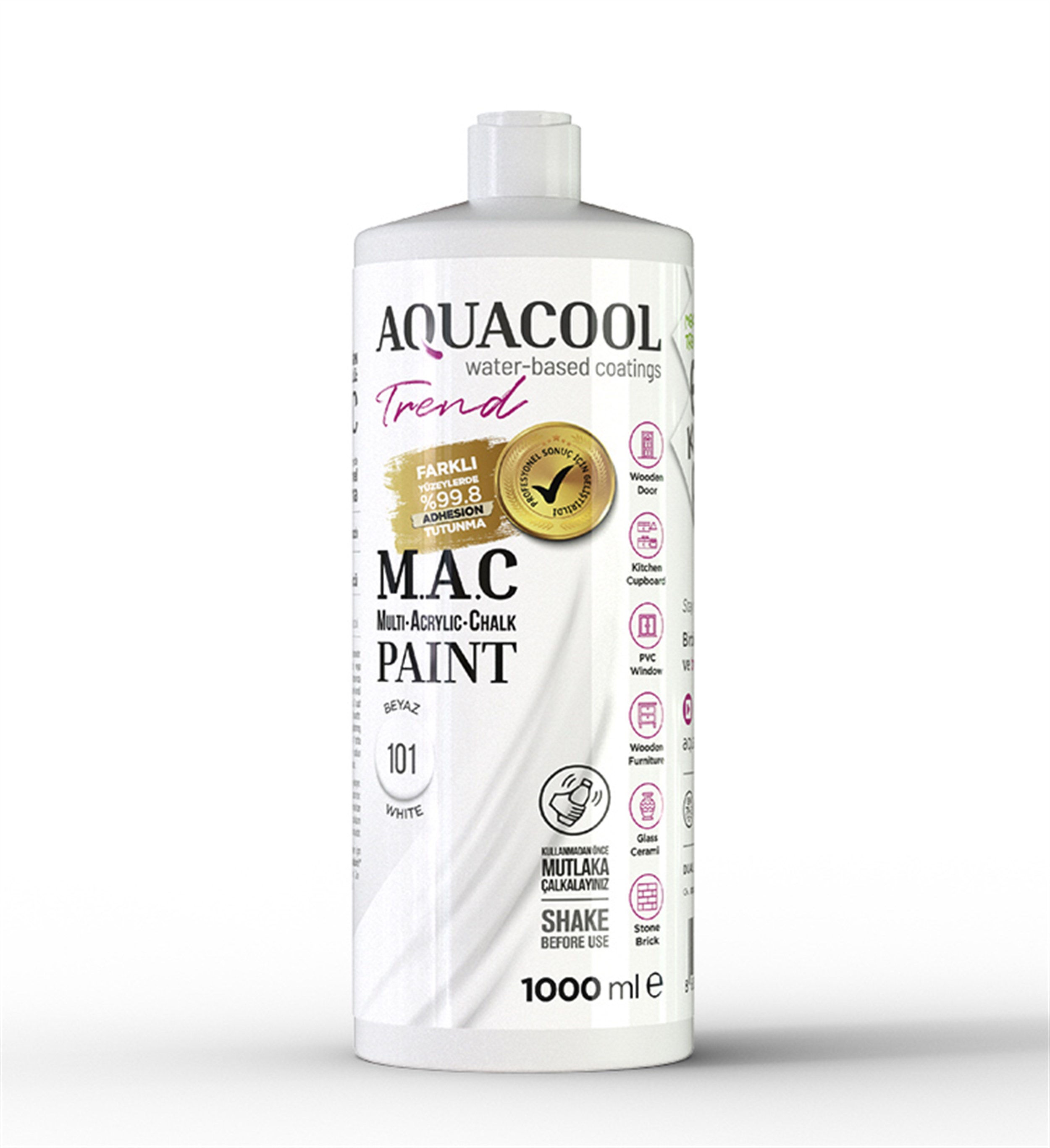 Aqua Cool Beyaz 1000 Ml. Trend Mac Hobi Boyası (T-0100/1,00)