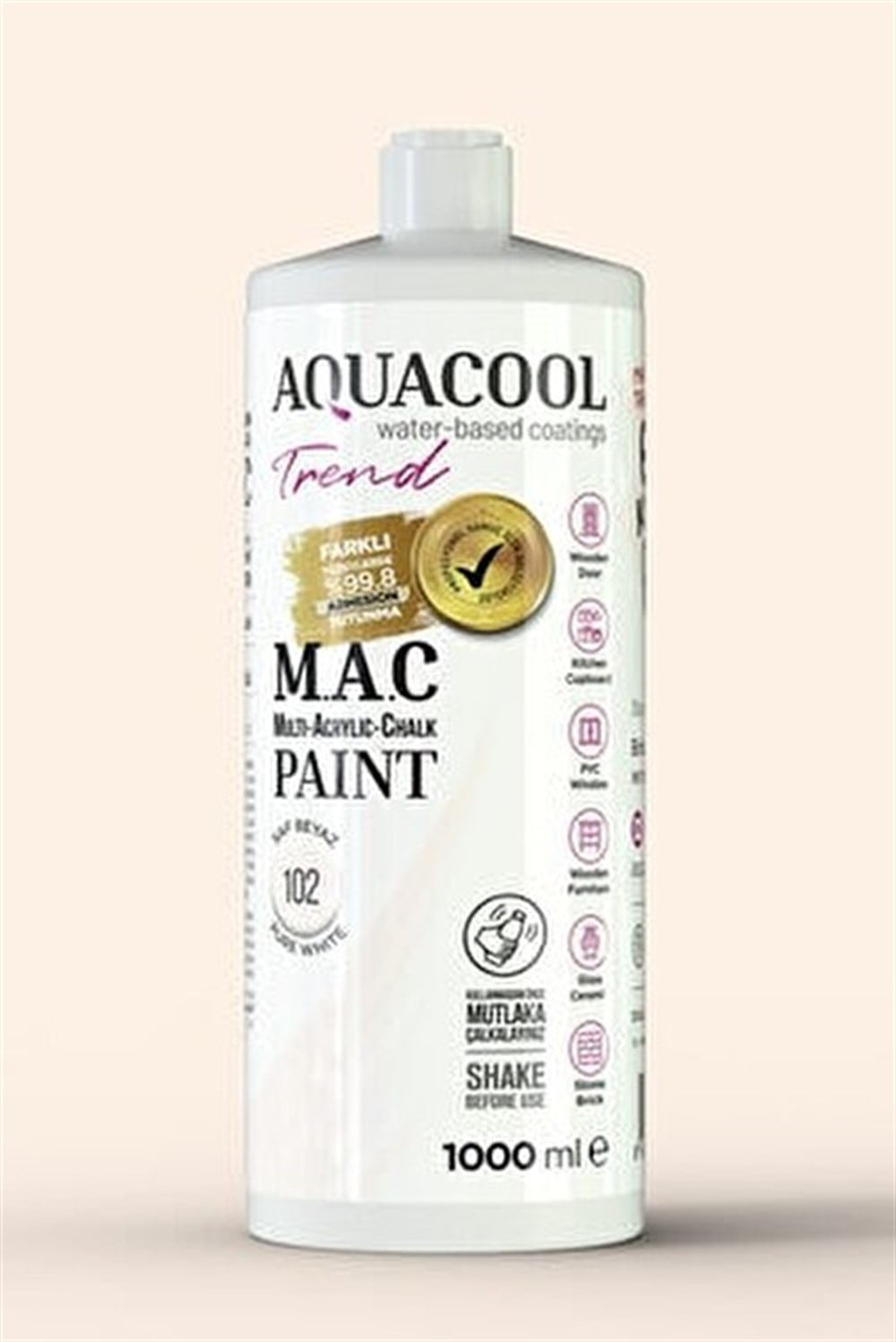 Aqua Cool Beyaz 1000 Ml. Trend Mac Hobi Boyası (T-0101/1,00)