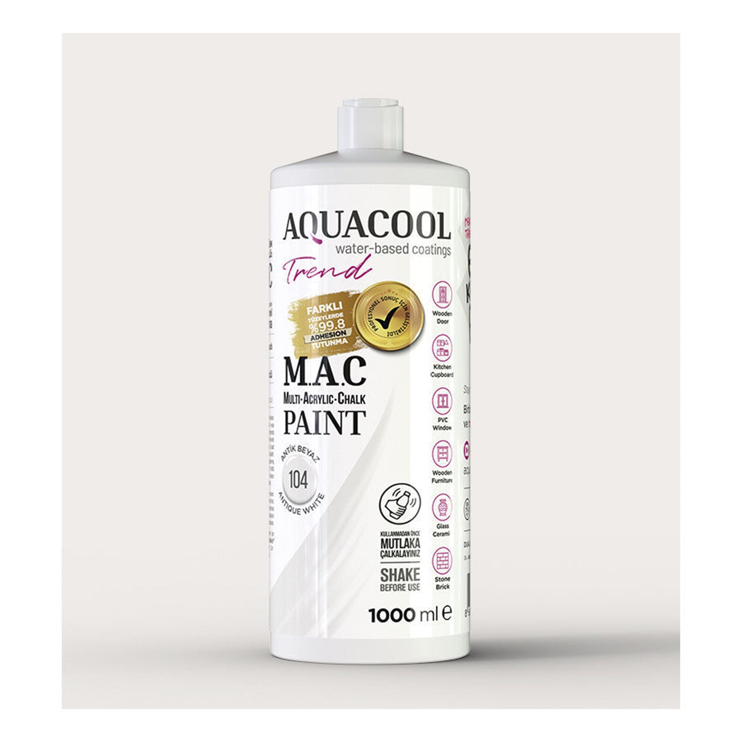 Aqua Cool Antik Beyaz 1000 Ml. Mac Hobi Boyası (T-0104/1,00)