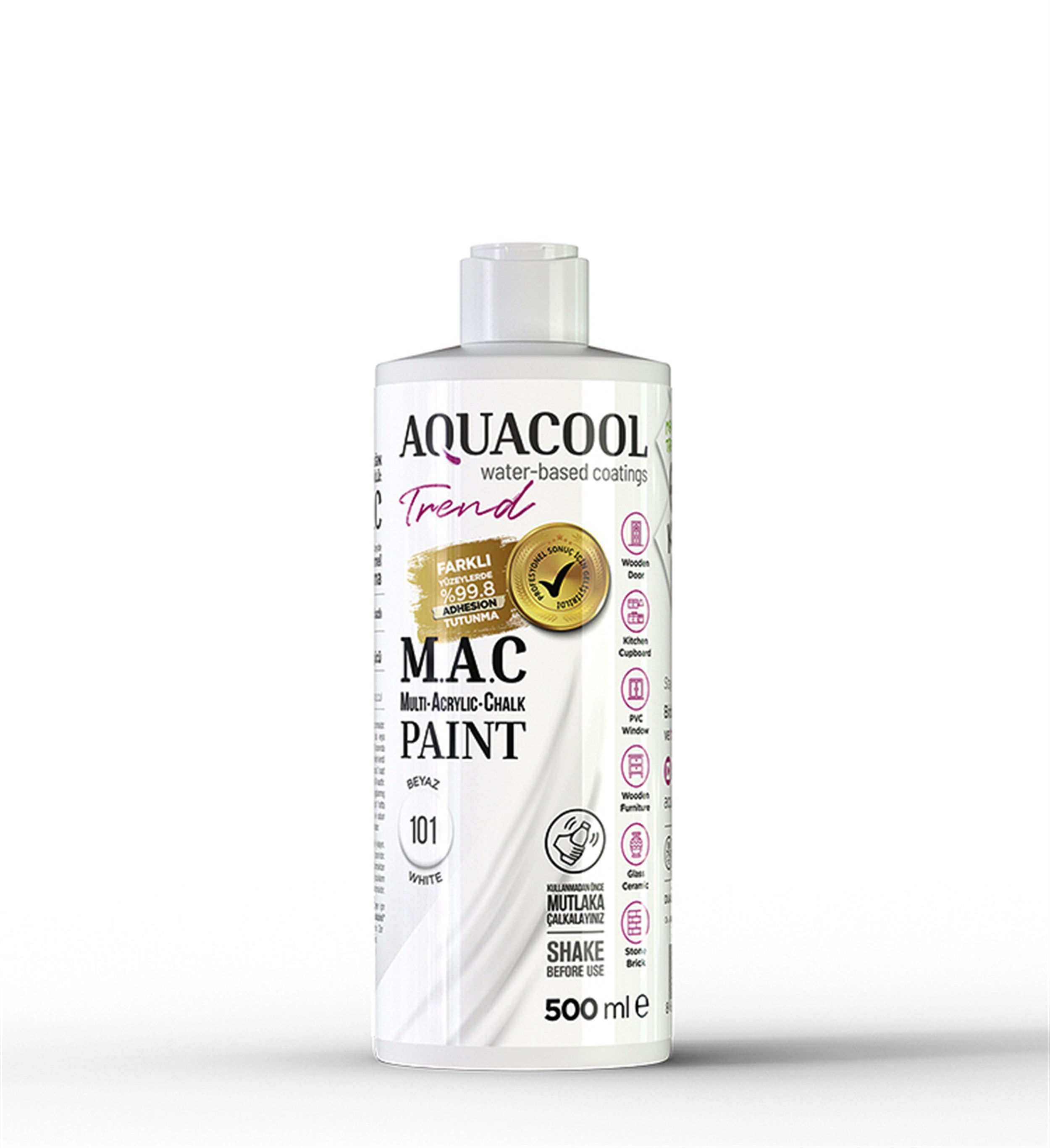 Aqua Cool Beyaz 500 Ml. Mac Hobi Boyası (T-0105/0,50)