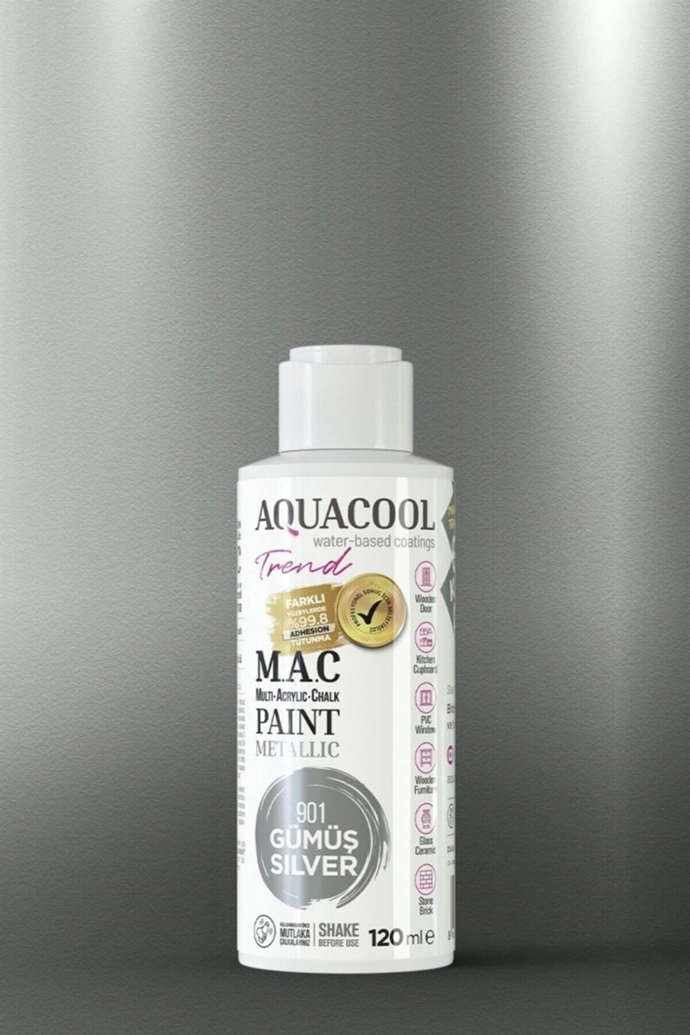 Aqua Cool Gümüş 120 Ml. Metalik Trend Mac Hobi Boyası (T-0901/0,12)