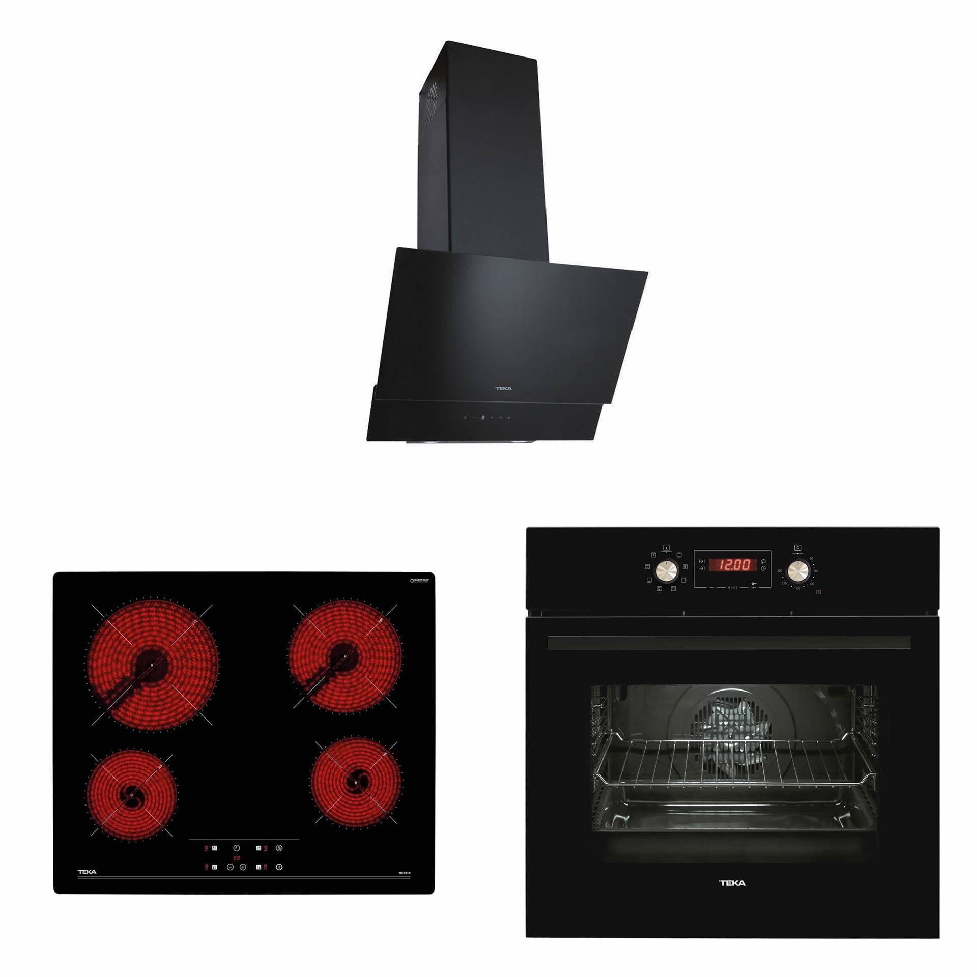 TEKA Siyah Cam Ankastre Set (3' Lü Set)