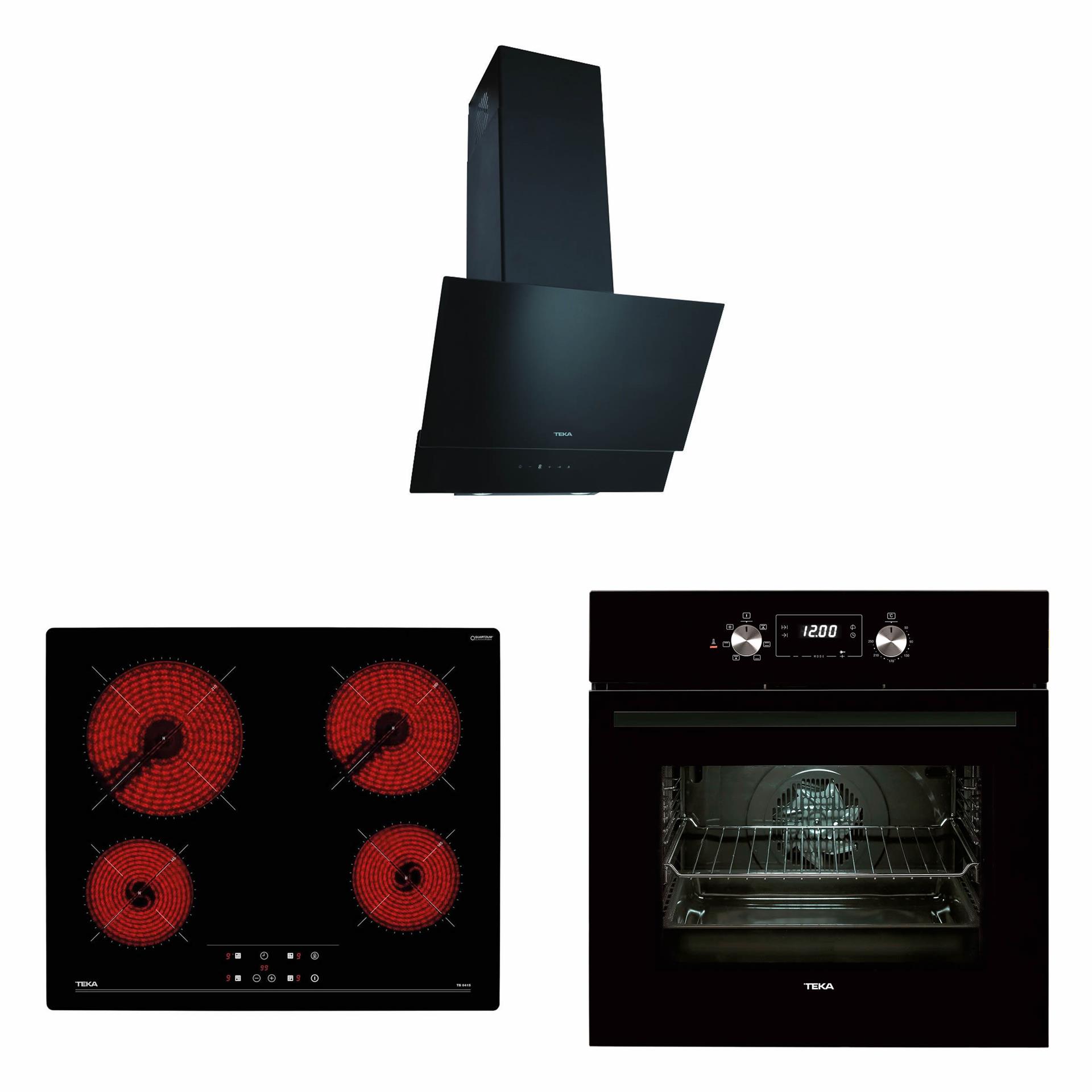 TEKA Siyah Cam Ankastre Set (3' Lü Set)