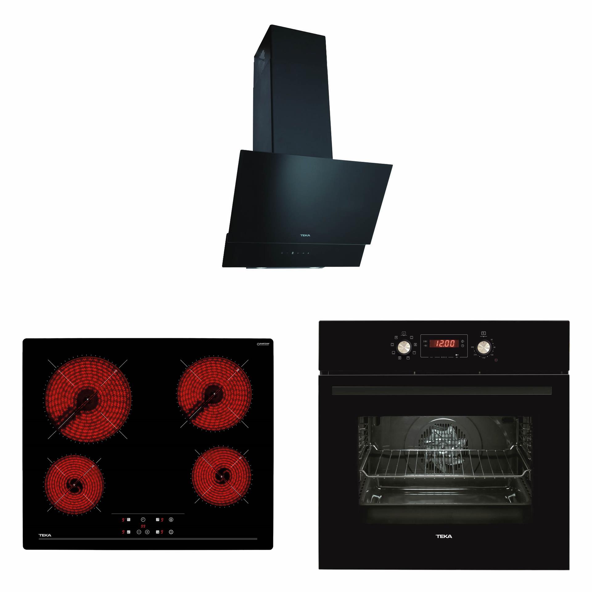 TEKA Siyah Cam Ankastre Set (3' Lü Set)