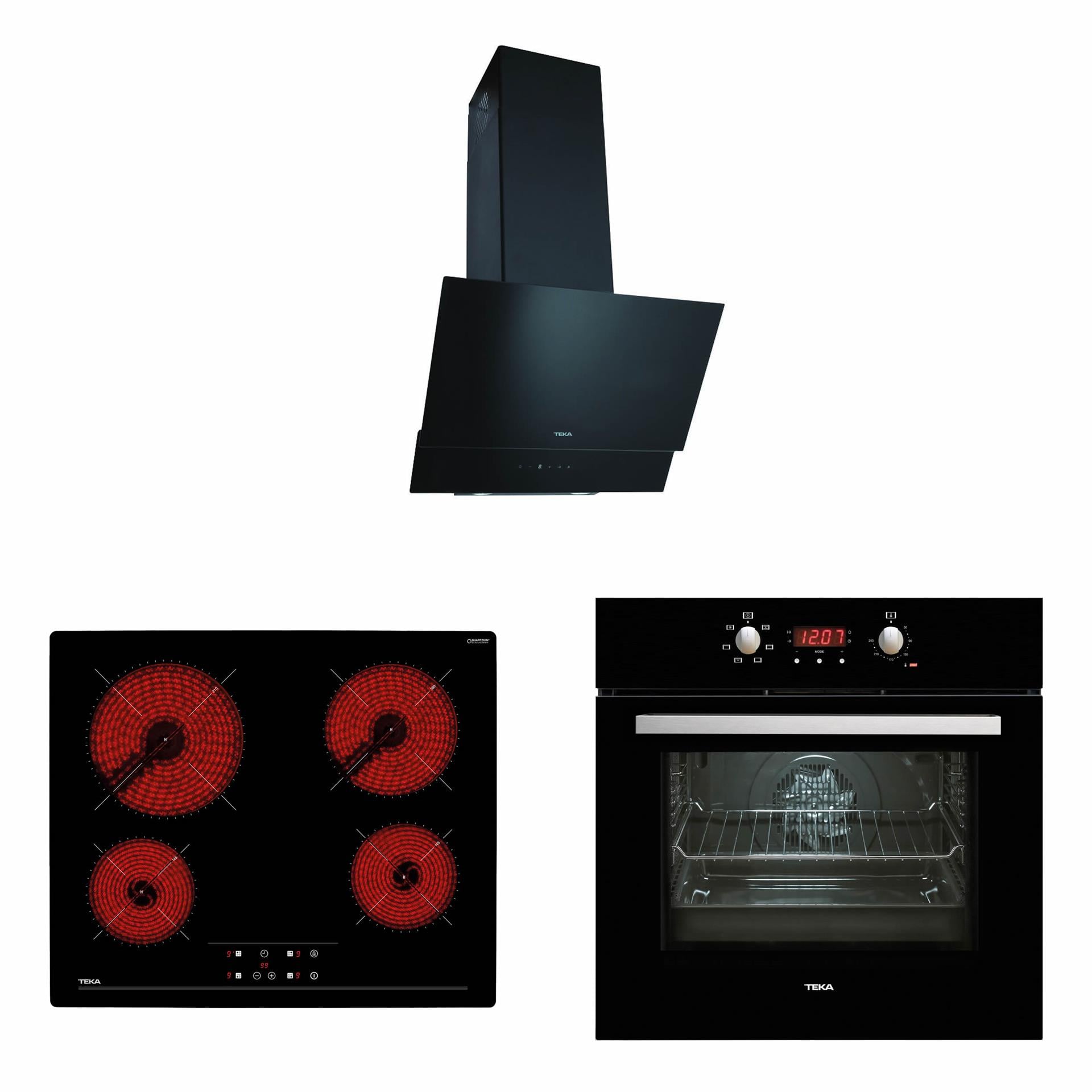 TEKA Siyah Cam Ankastre Set (3' Lü Set)