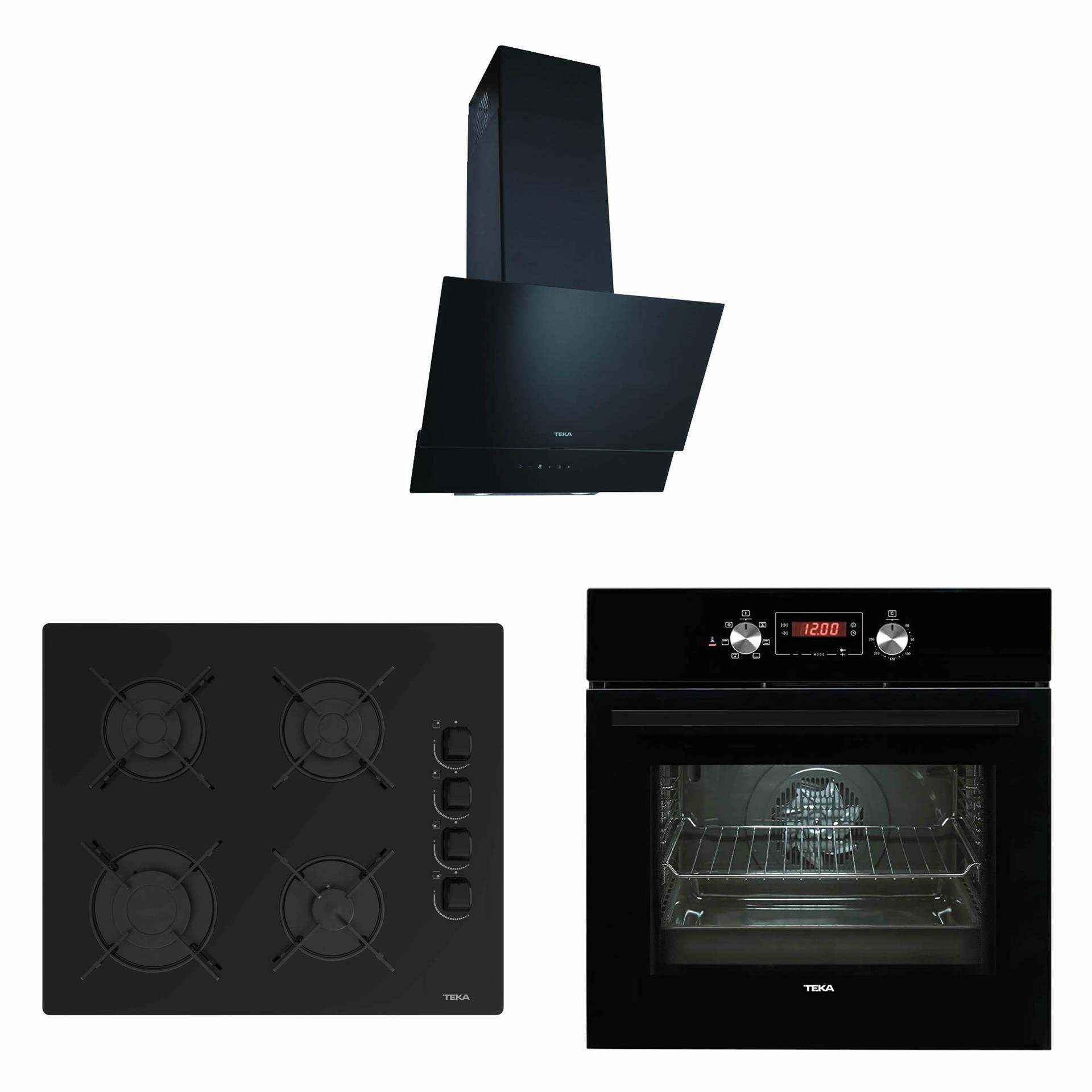 TEKA Siyah Cam Ankastre Set (3' Lü Set)