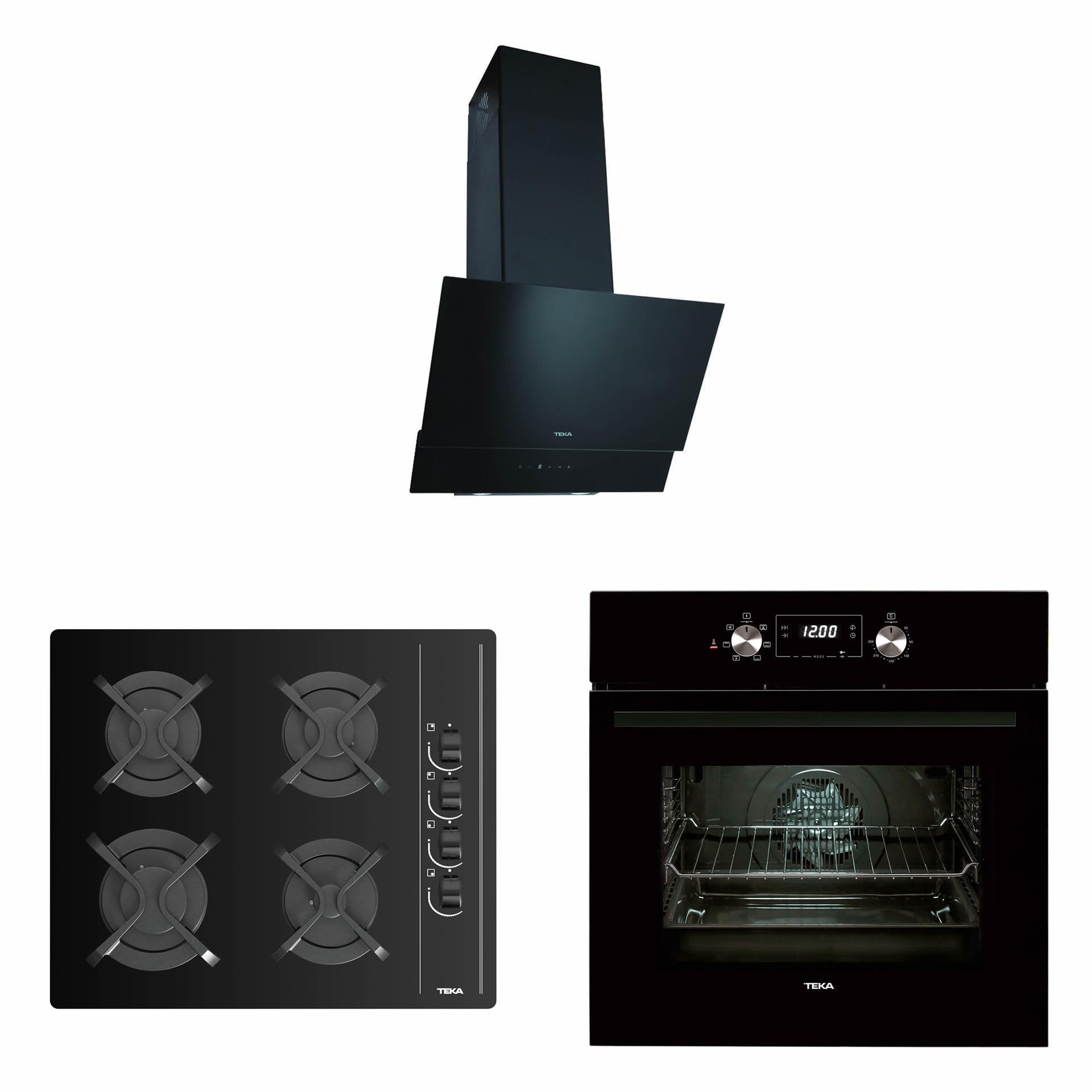 TEKA Siyah Cam Ankastre Set (3' Lü Set)