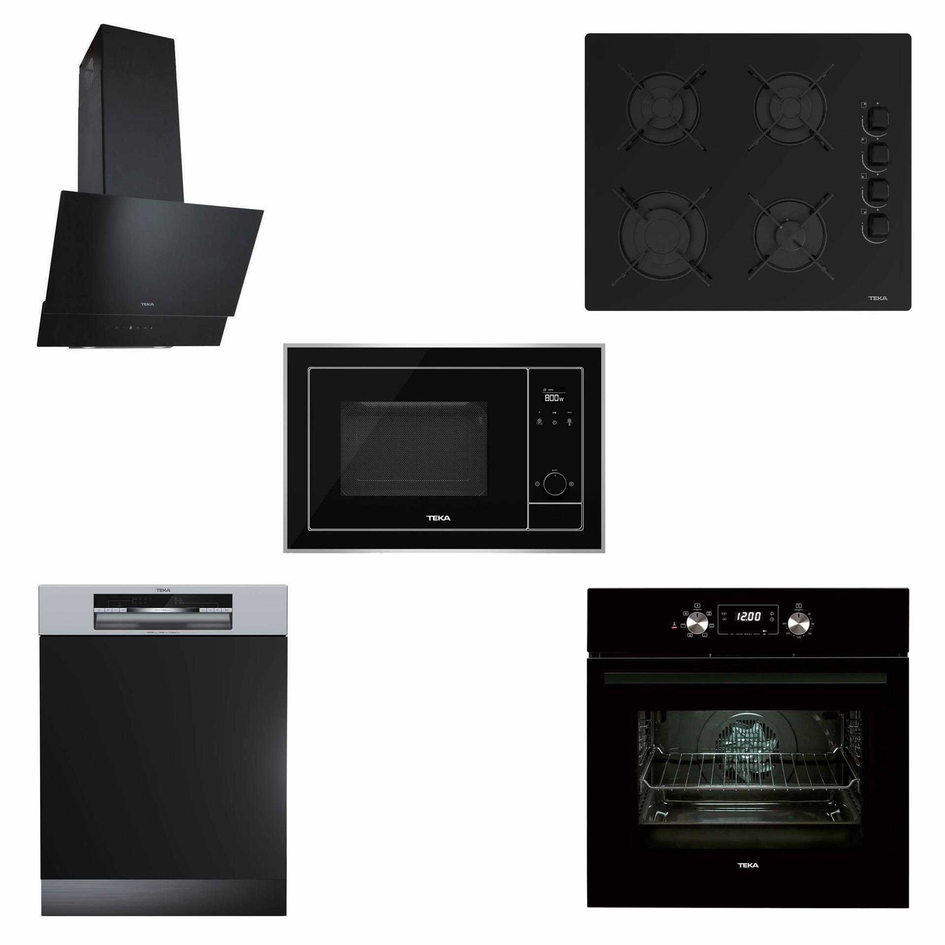 TEKA Siyah Cam Ankastre Set (5' Li Set)