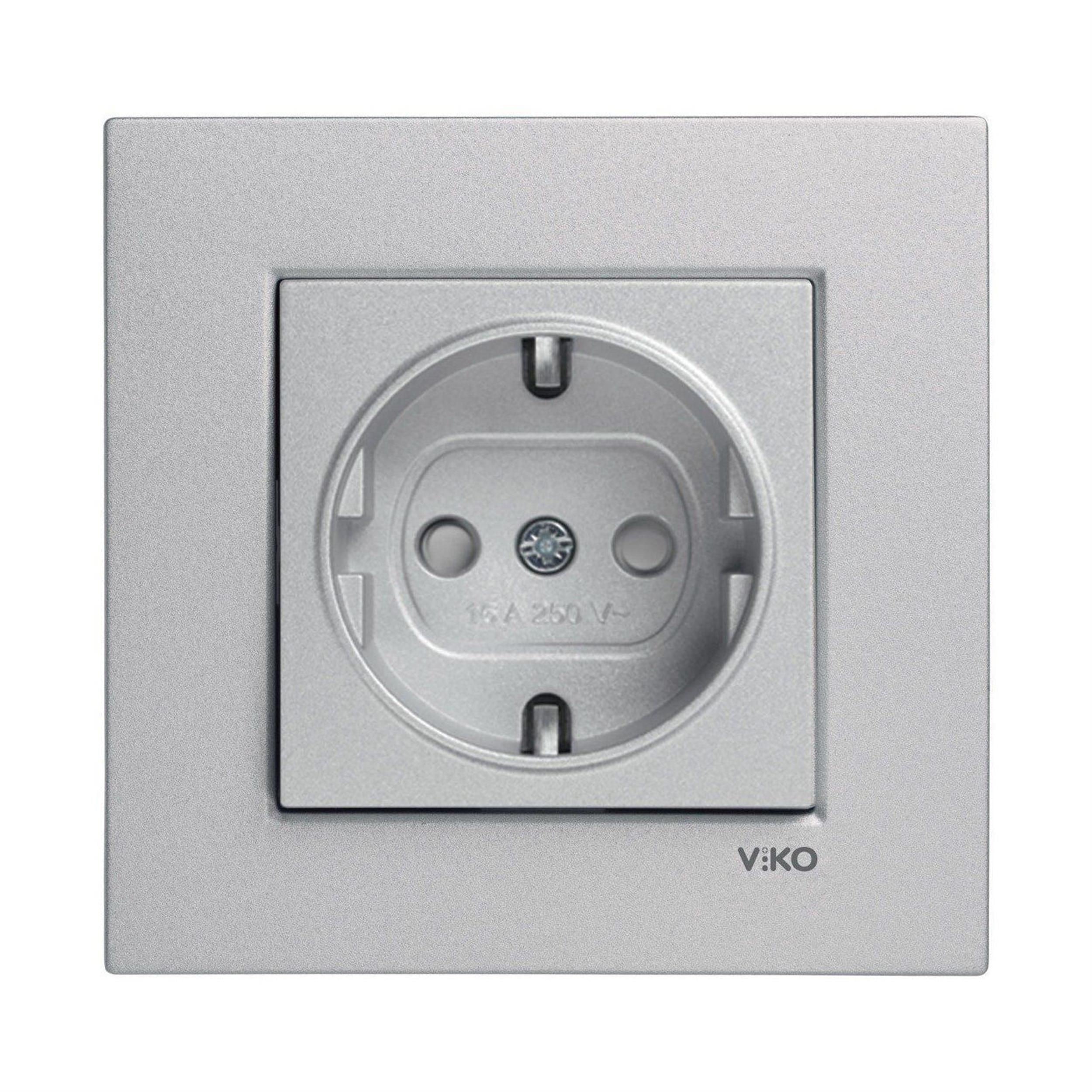 VİKO Gümüş Novella Topraklı Priz (Mekanizma Dahil) (VK-92005042)