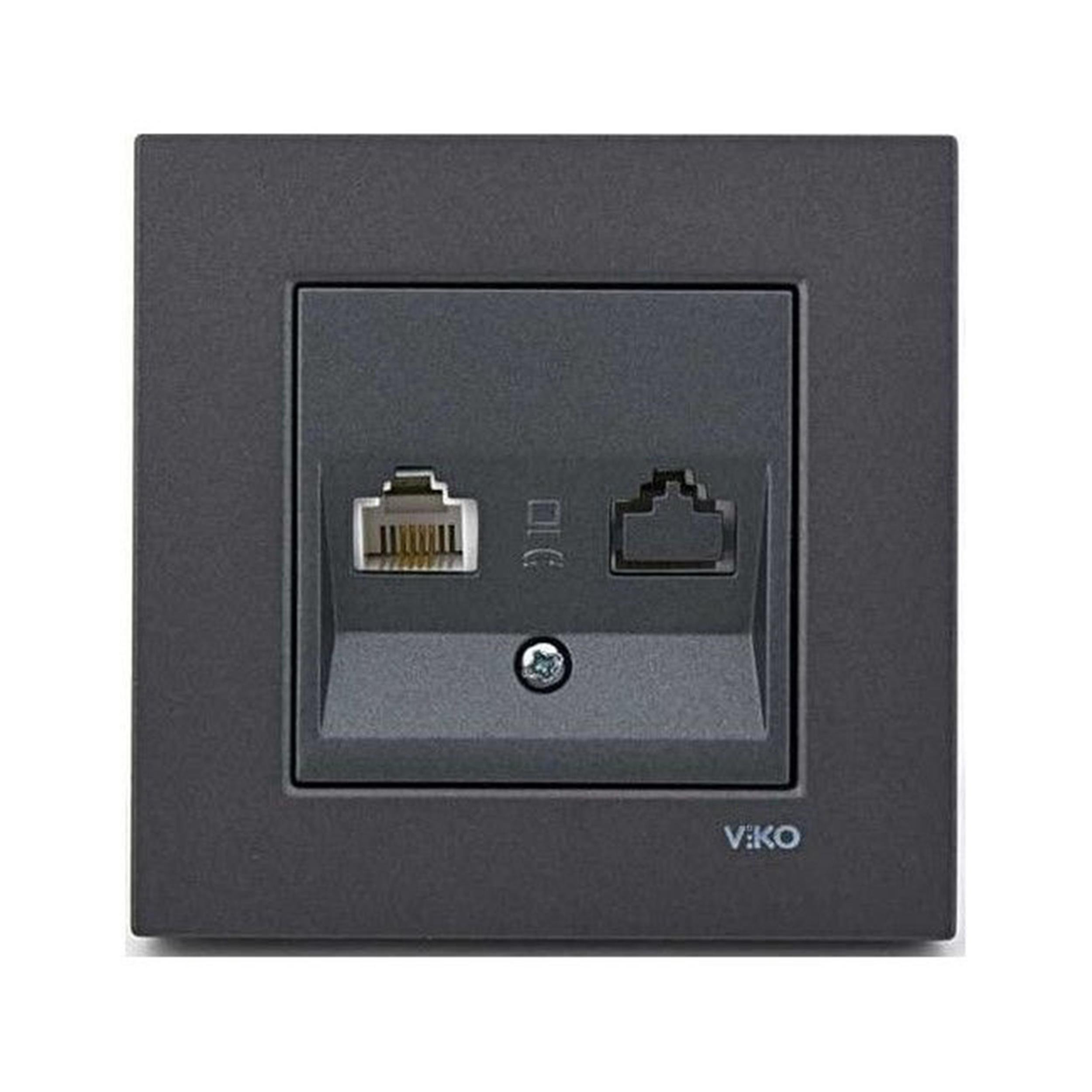 VİKO Füme Novella Tekli Nümeris CAT3 Priz (Mekanizma Dahil) (VK-92005413)