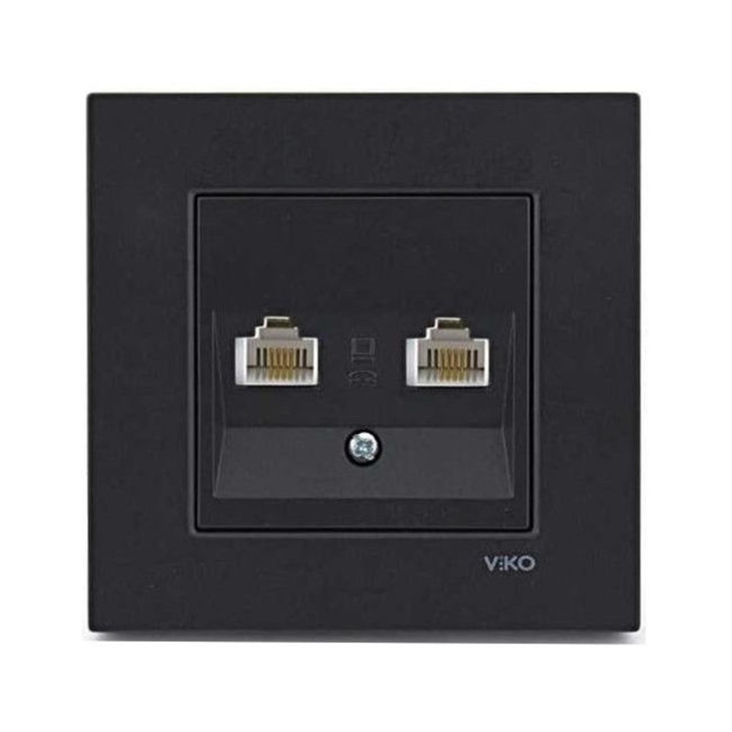 VİKO Siyah Novella İkili Nümeris CAT3 Priz (Mekanizma Dahil) (VK-92005533)