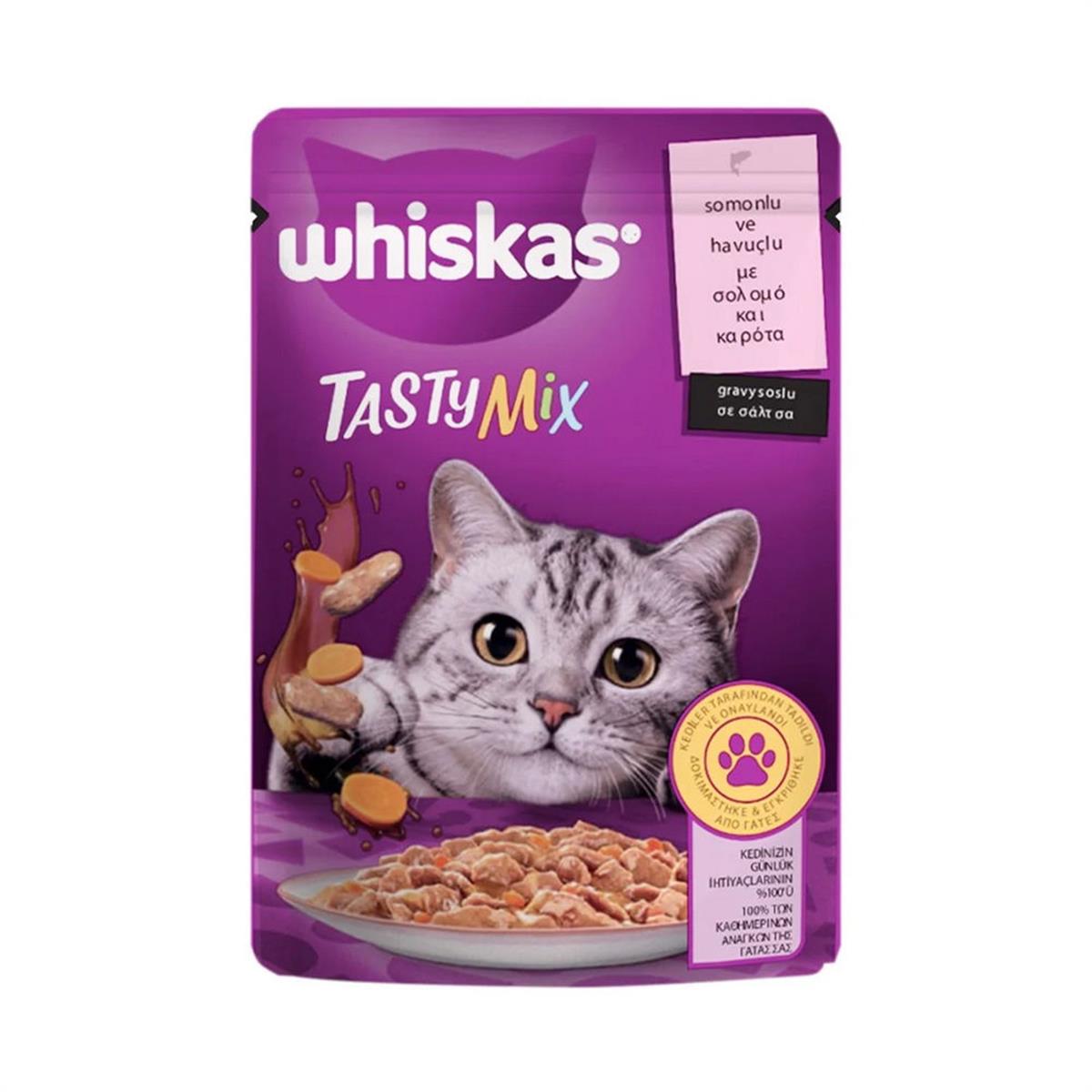 Whiskas 85 Gr. Pouch Tasty Mix Somonlu - Havuçlu Paket Yaş Mama (WHISKAS.443030)
