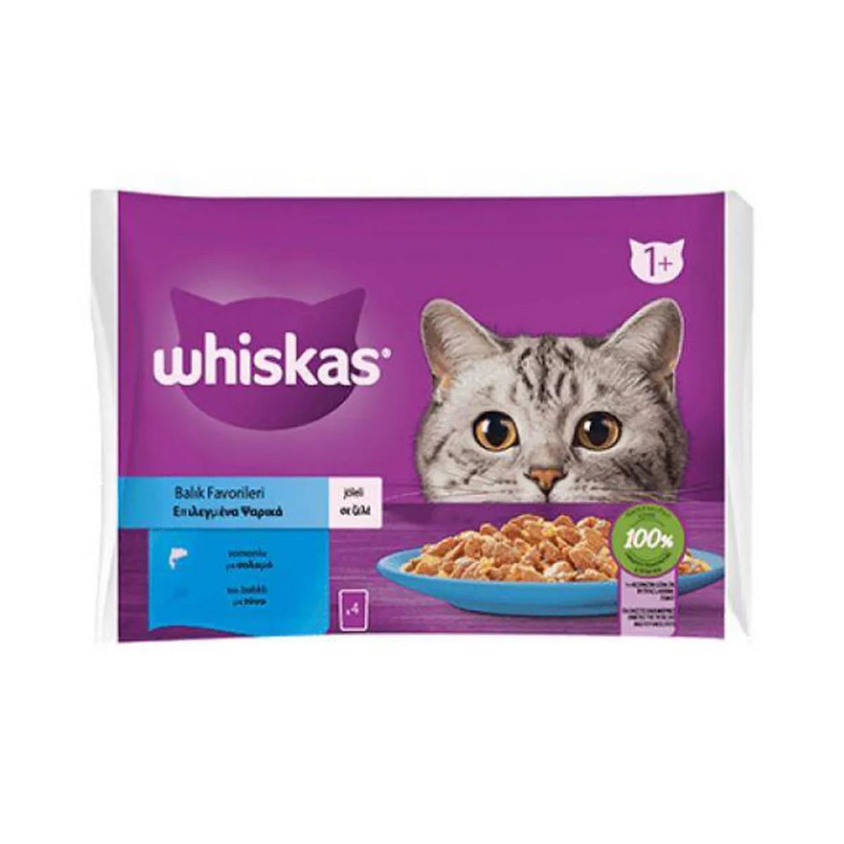 Whiskas 85 Gr. Pouch Balık Çeşitleri Kedi Maması (4 Adet) (WHISKAS.448683)