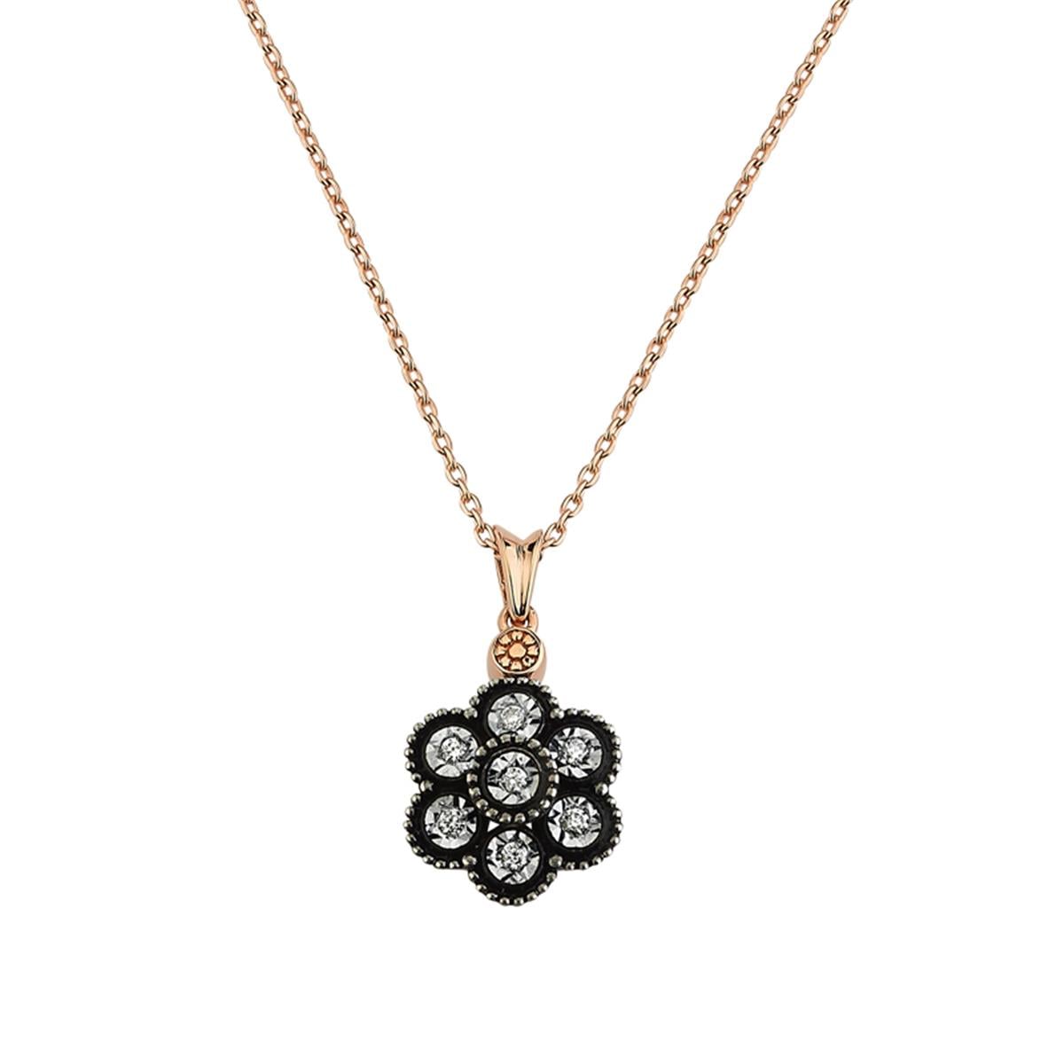 0.05 Karat Elmas Gül Kolye L060595