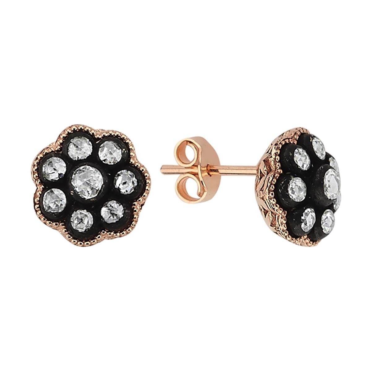  Karat Elmas Gül Küpe