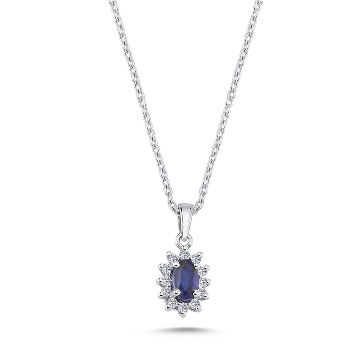 0.45 Karat Pırlanta Safir Kolye L056548