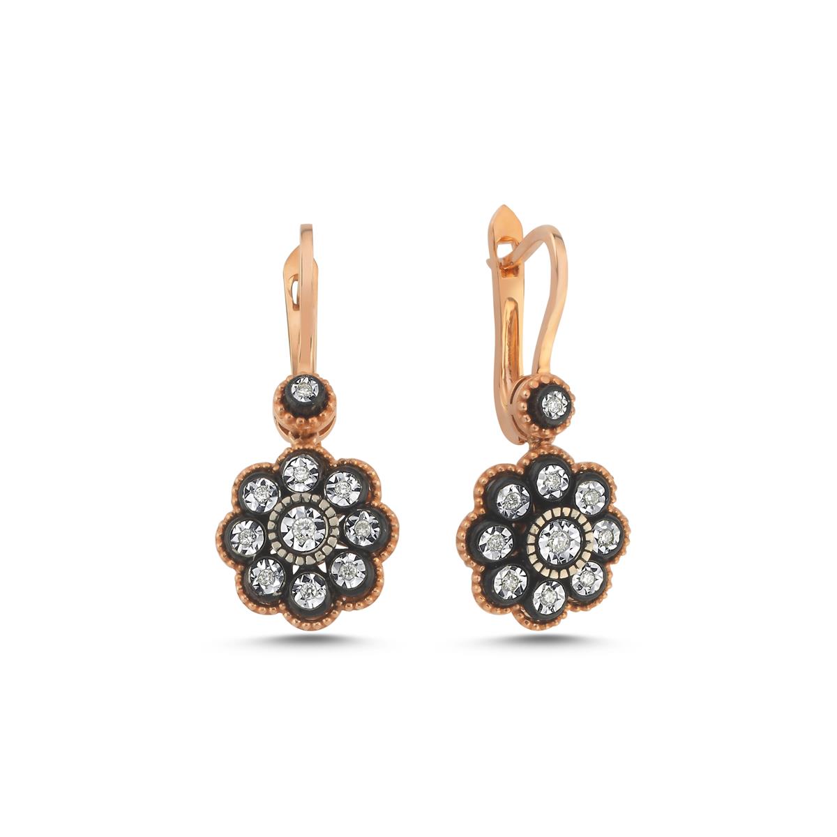 0.15 Karat Elmas Gül Küpe L060634