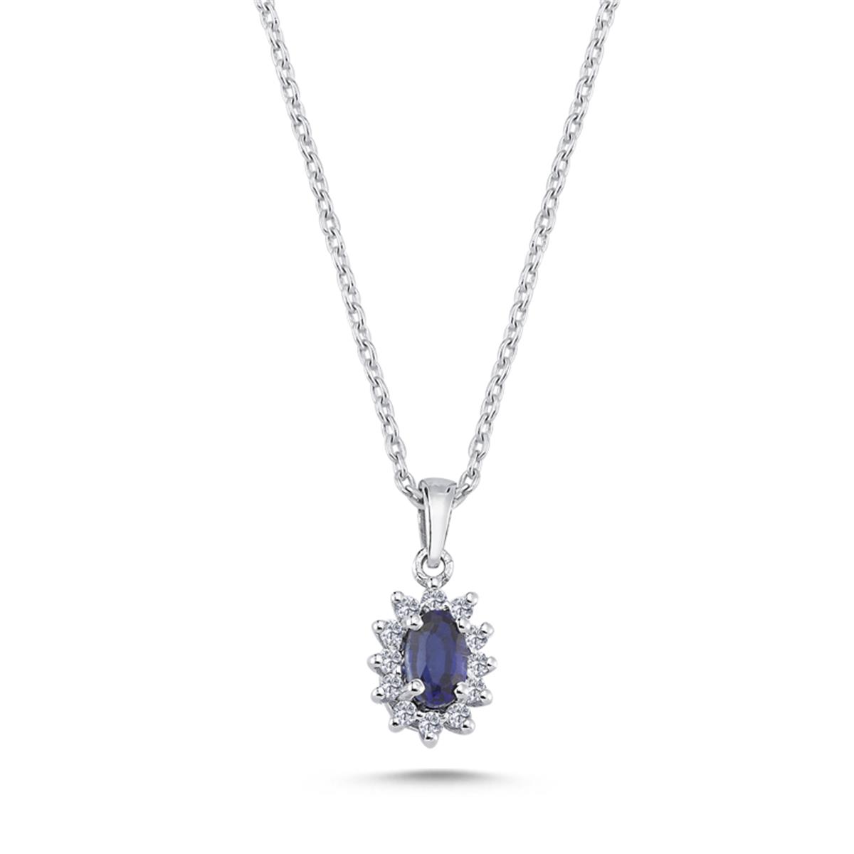 0.64 Karat Pırlanta Safir Kolye