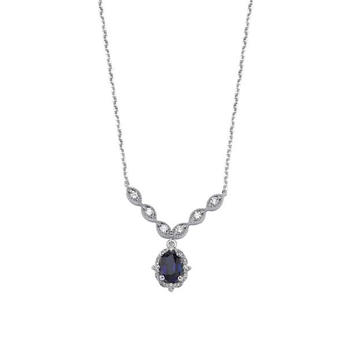 0.90 Karat Pırlanta Safir Kolye L056565