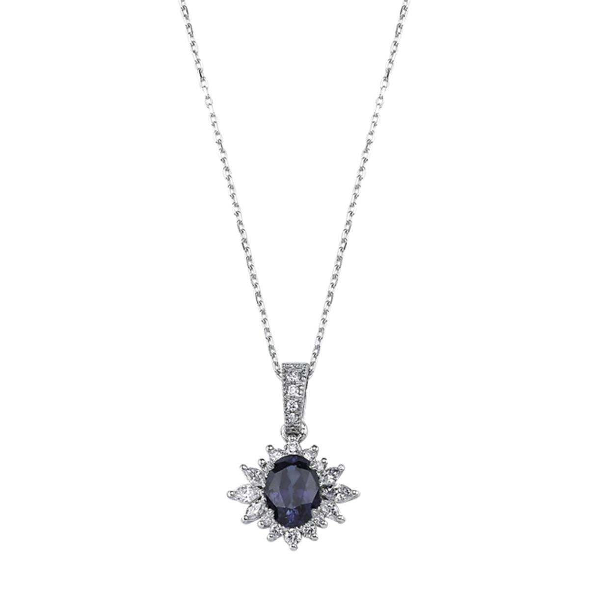 1.23 Karat Pırlanta Safir Kolye L046598